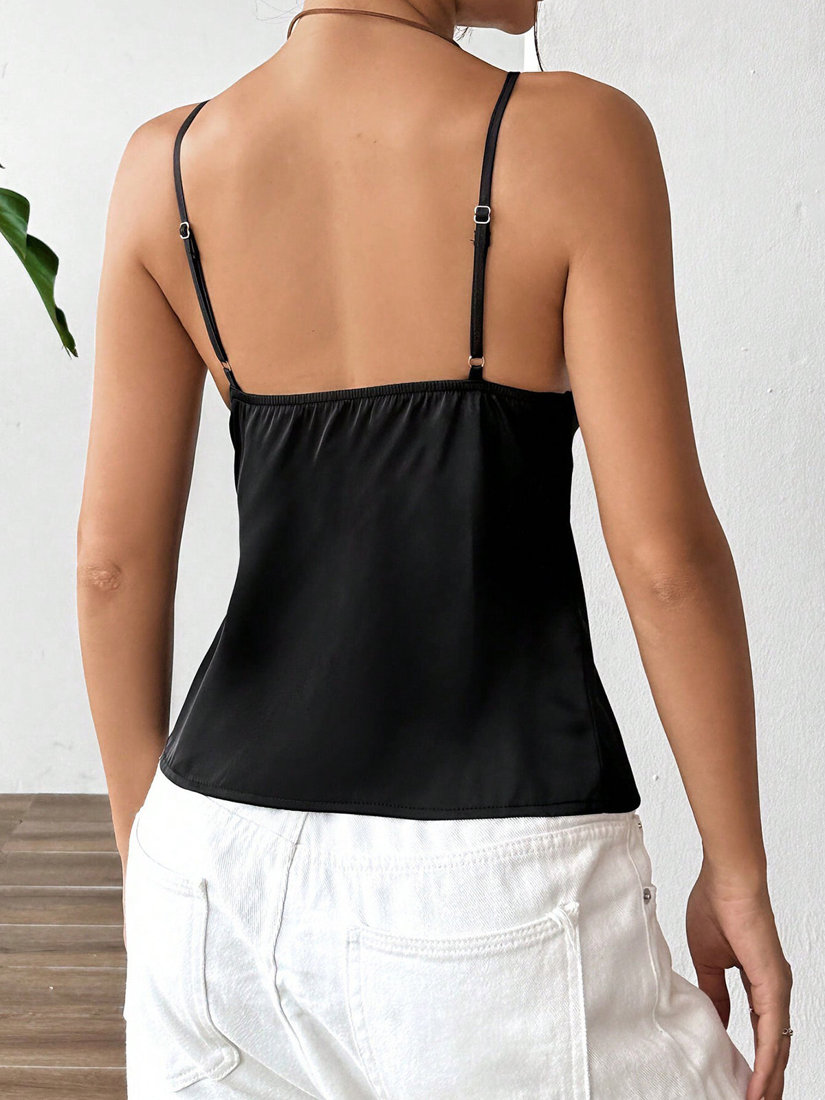Callistari Tie Front Satin Cami Top-CALLISTARI