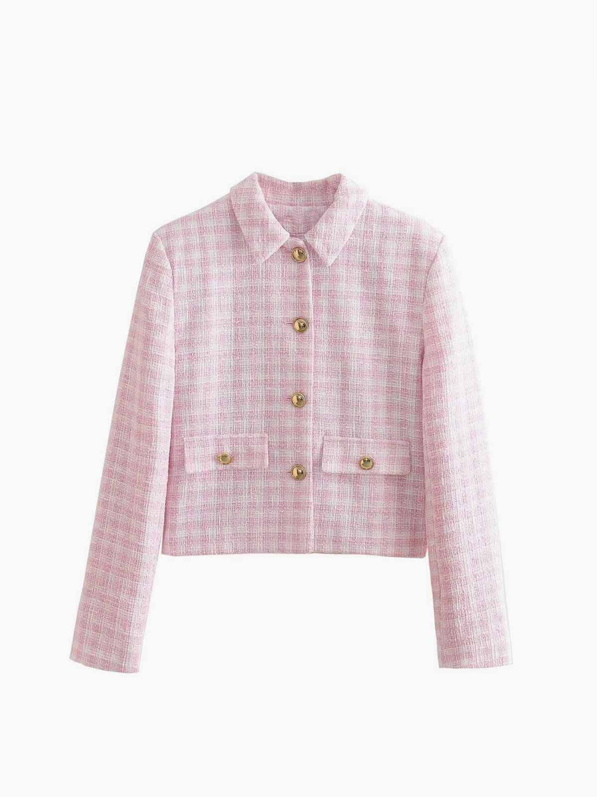 Elegant Tweed Polo Neck Blazer-CALLISTARI