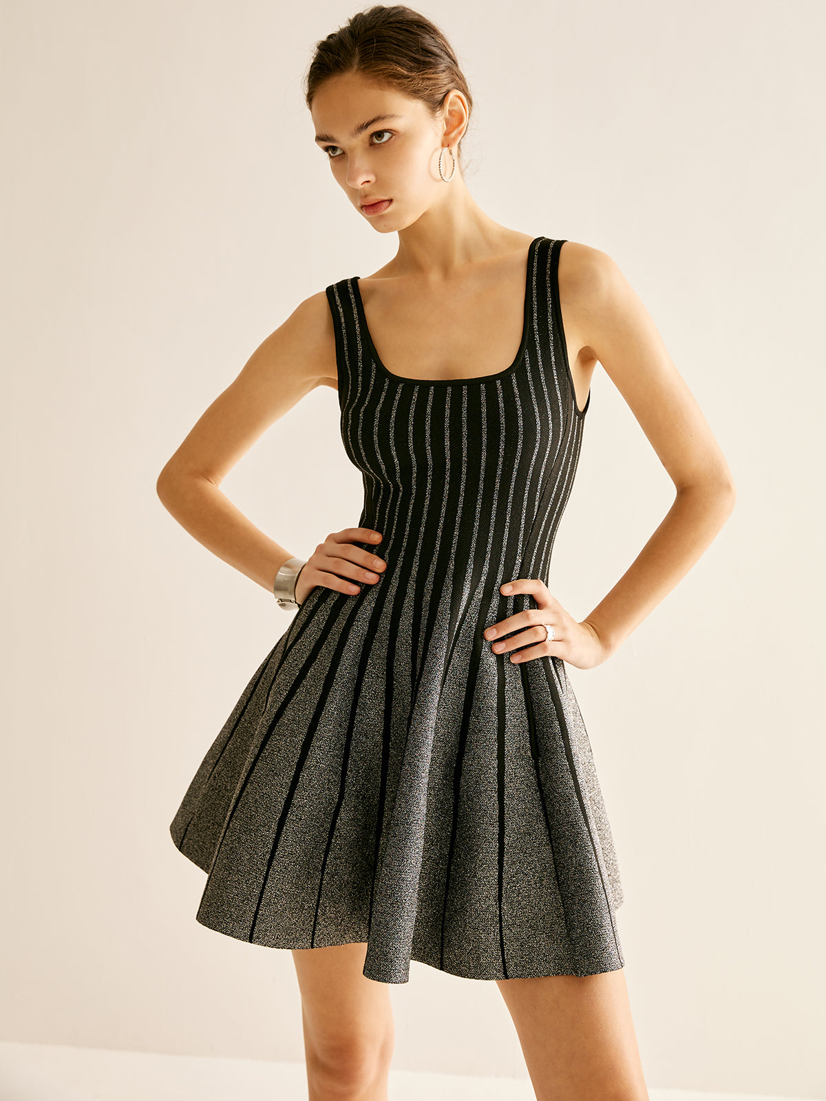 Wool-Blend Sequins Sweater Dress-CALLISTARI