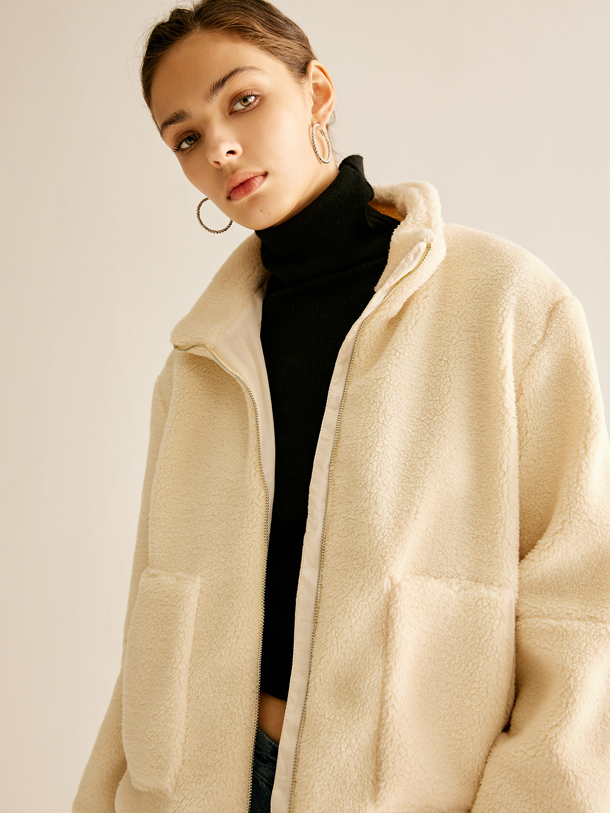 Pockets Zipper Warm Fleece Jacket-CALLISTARI