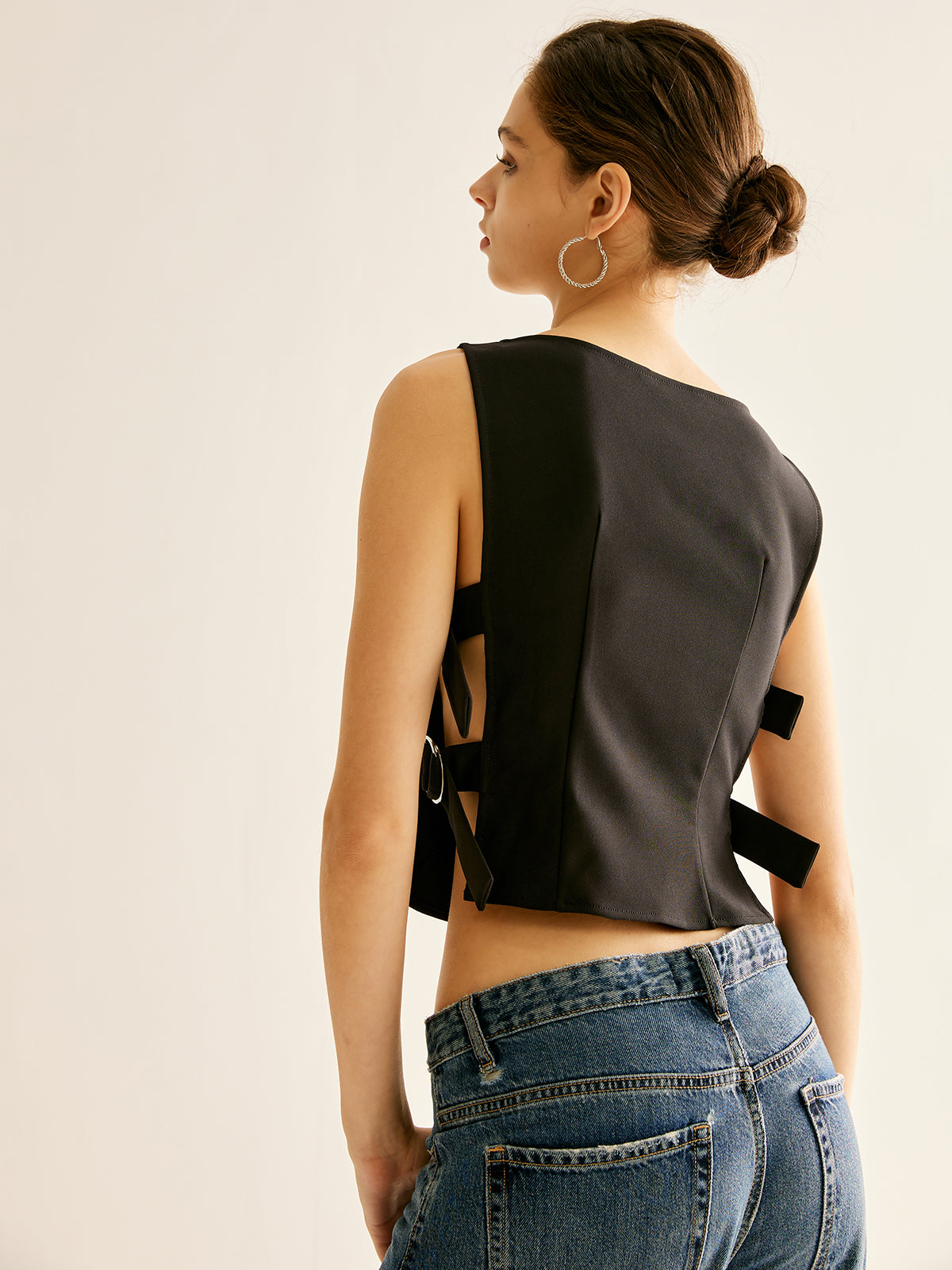 Callistari Side-Buckle Sexy Crop Tank Top-CALLISTARI