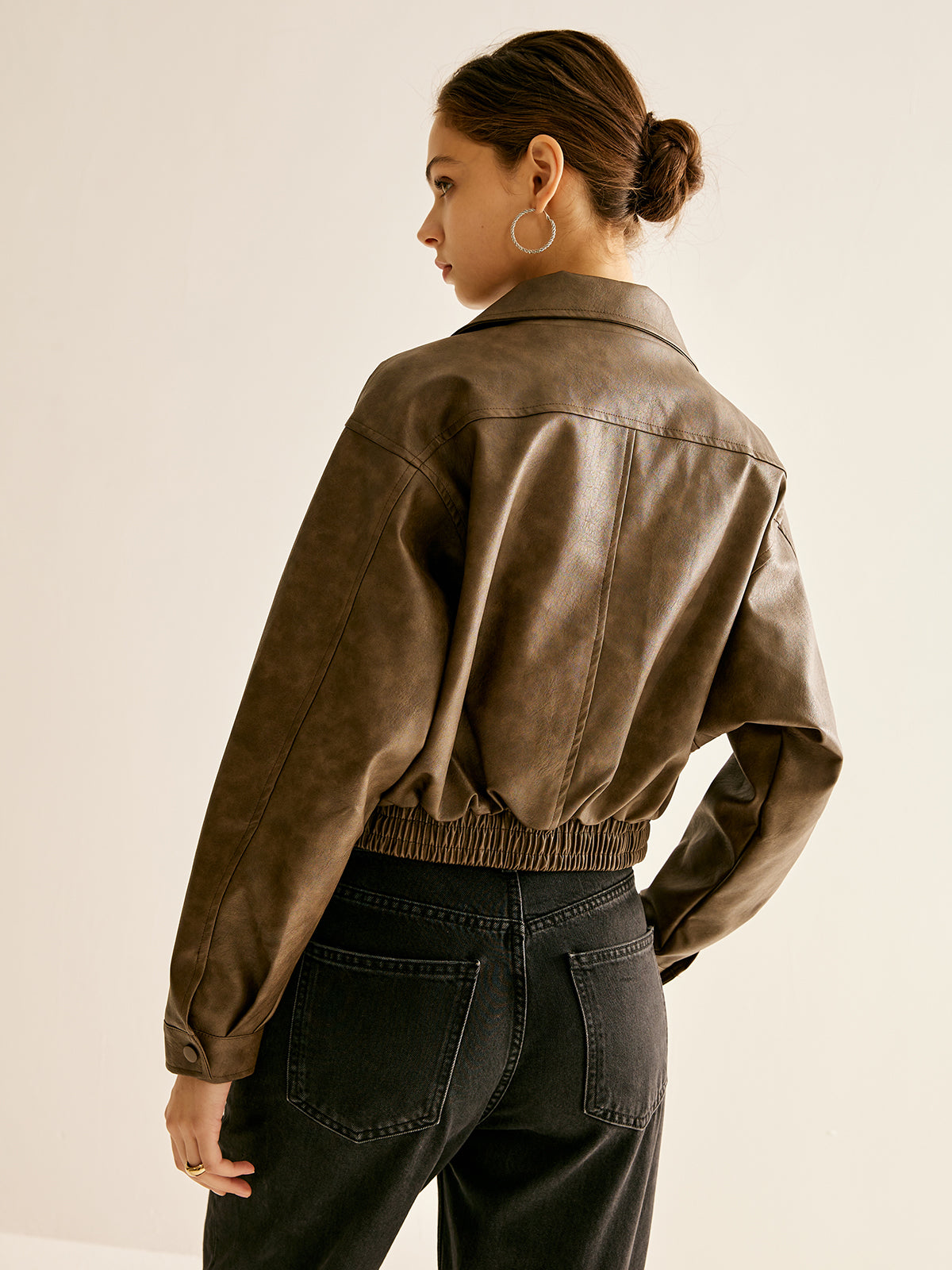 Zipper Faux Leather Jacket-CALLISTARI
