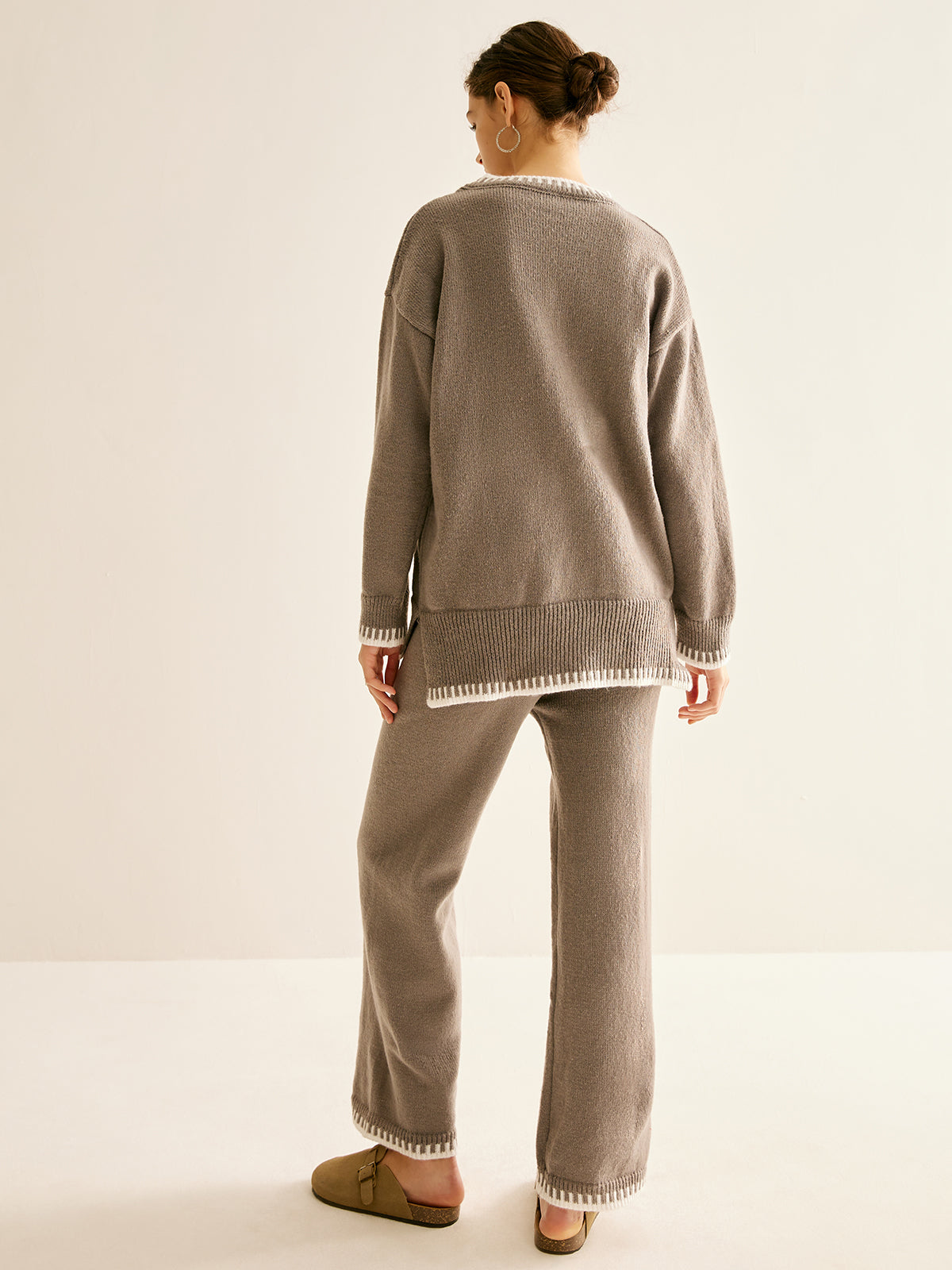 Callistari Contrast Trim Slit Warm Sweater Co-ord-CALLISTARI