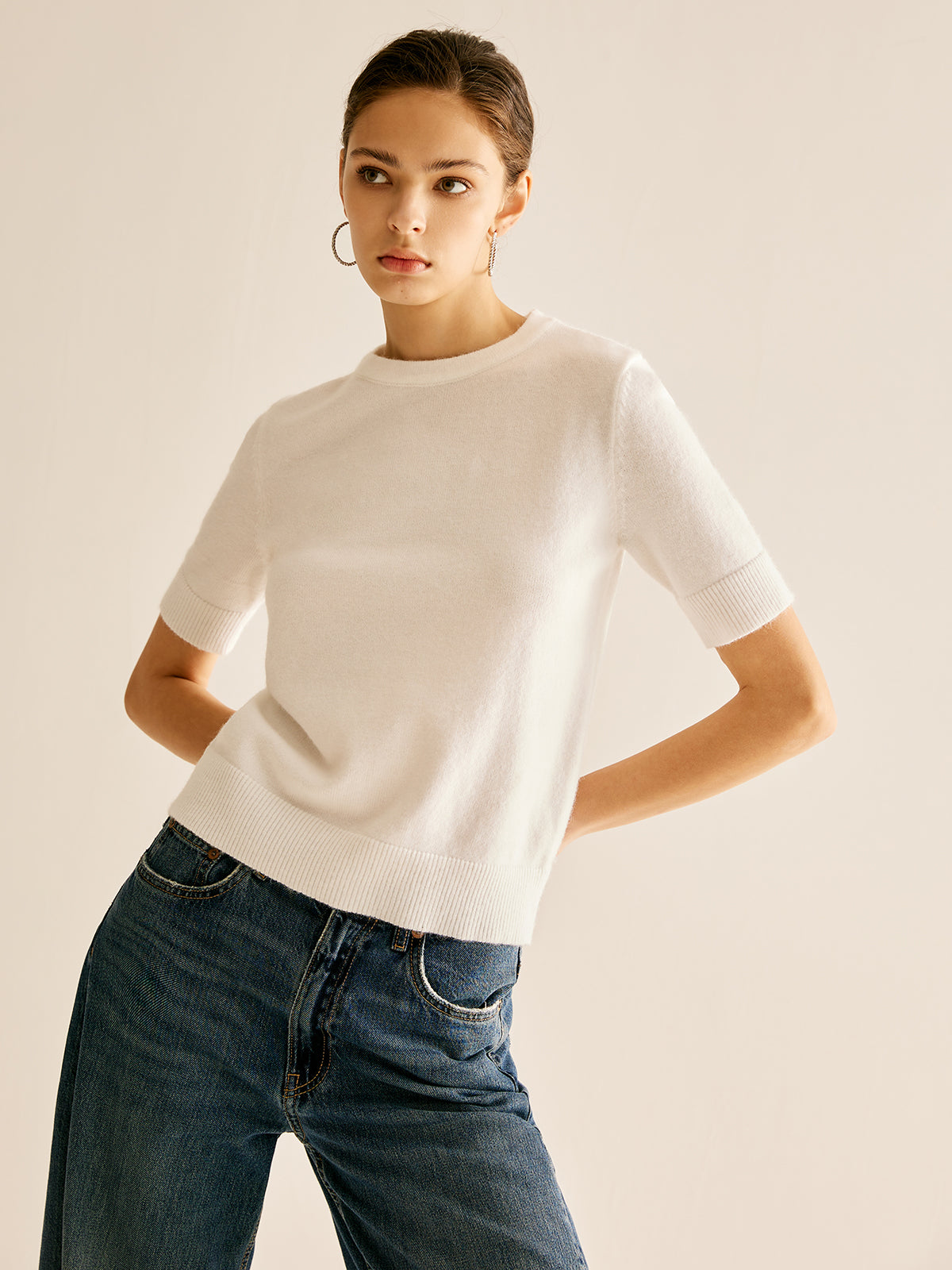 Crew Neck Plain Knit Top-CALLISTARI