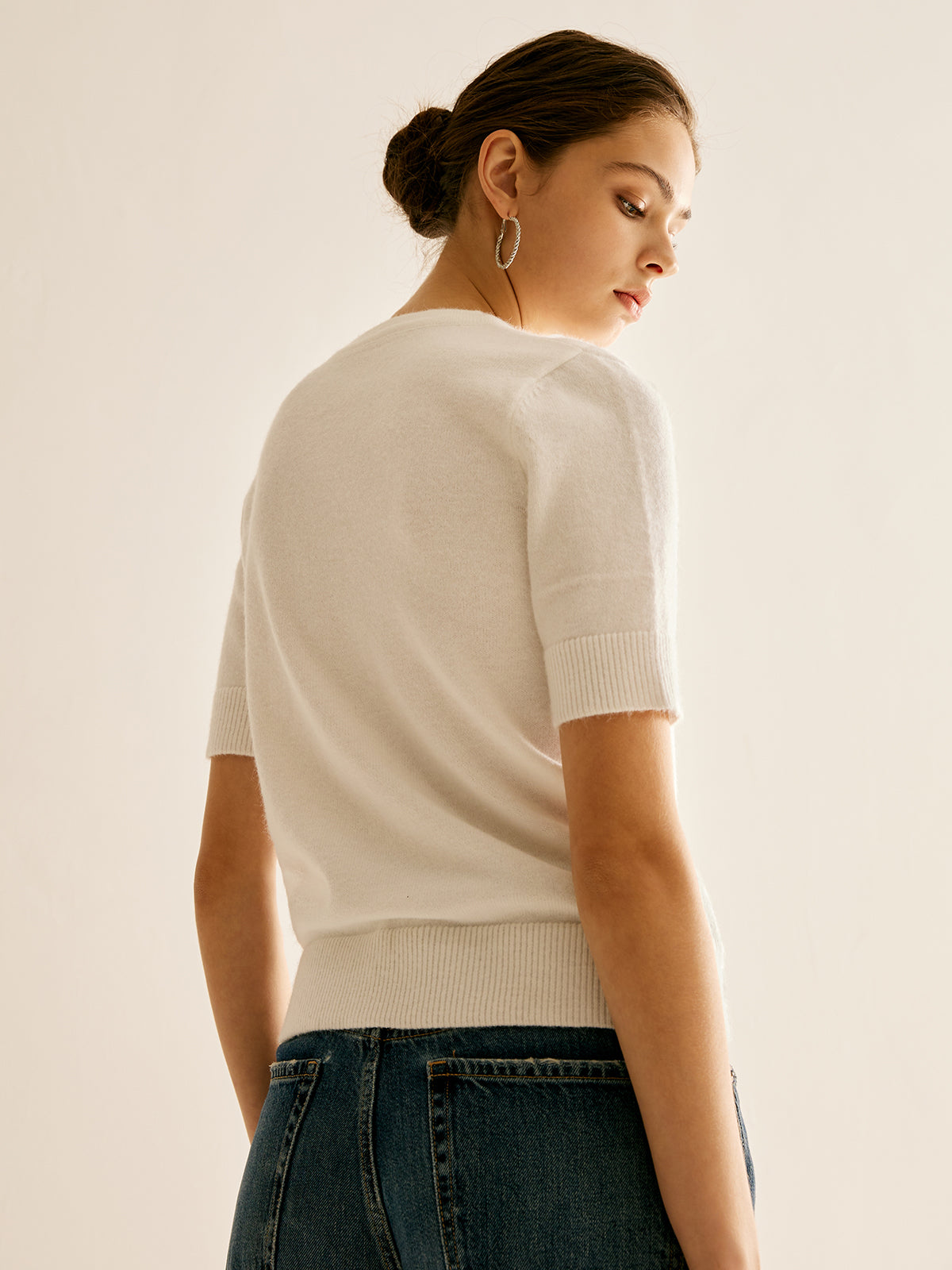 Crew Neck Plain Knit Top-CALLISTARI