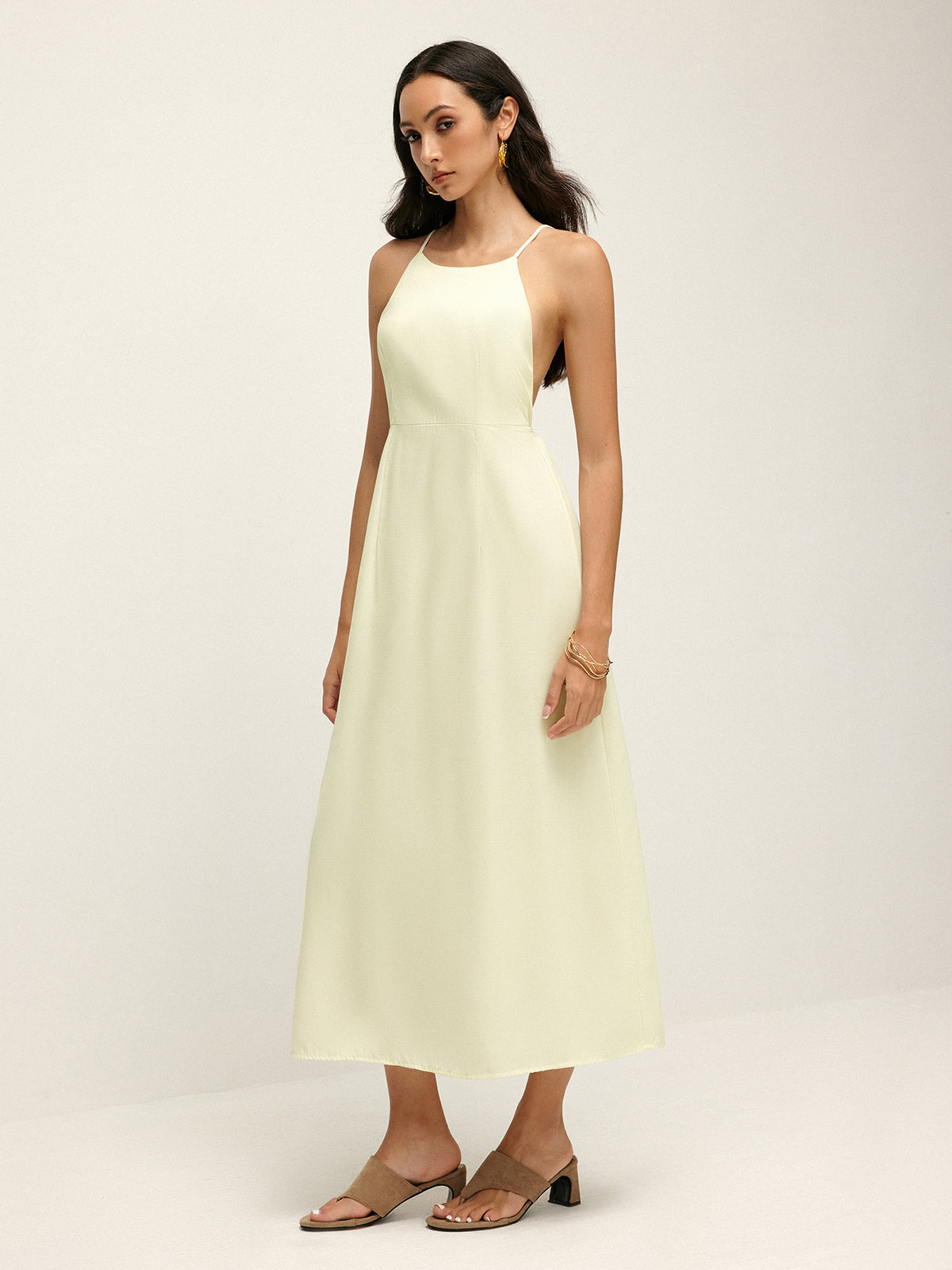 Callistari Minimalist Tie Open Back Cami Dress-CALLISTARI