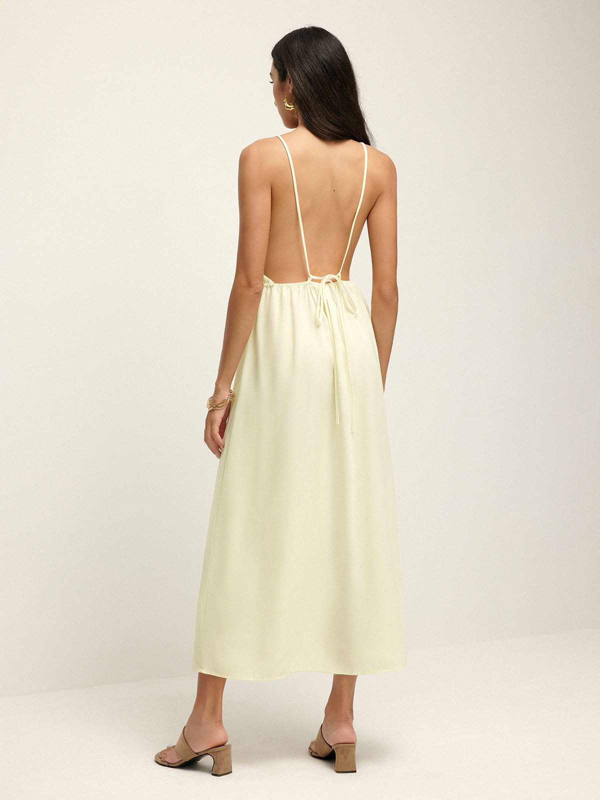 Callistari Minimalist Tie Open Back Cami Dress-CALLISTARI