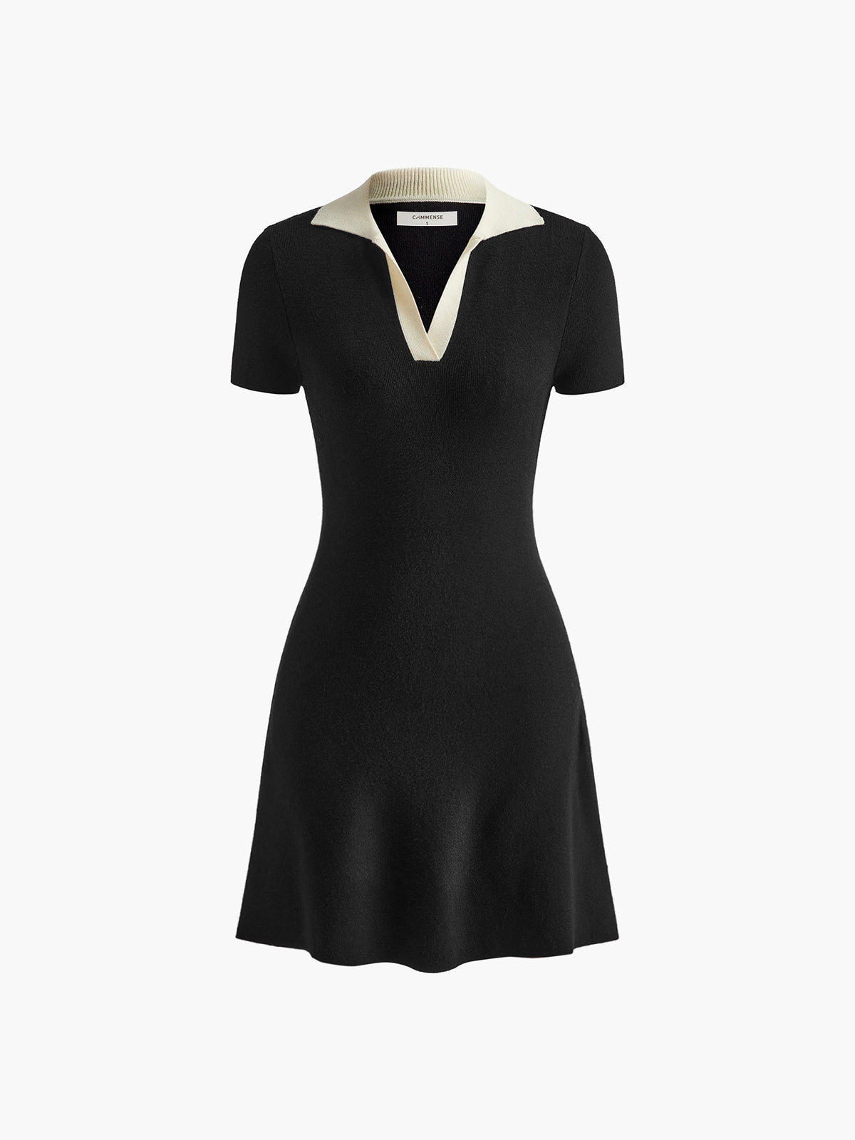 Contrast Collar Flowy Sweater Short Dress-Mesadic