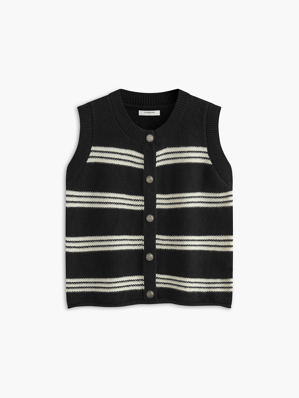 Crew Neck Striped Sweater Vest-CALLISTARI