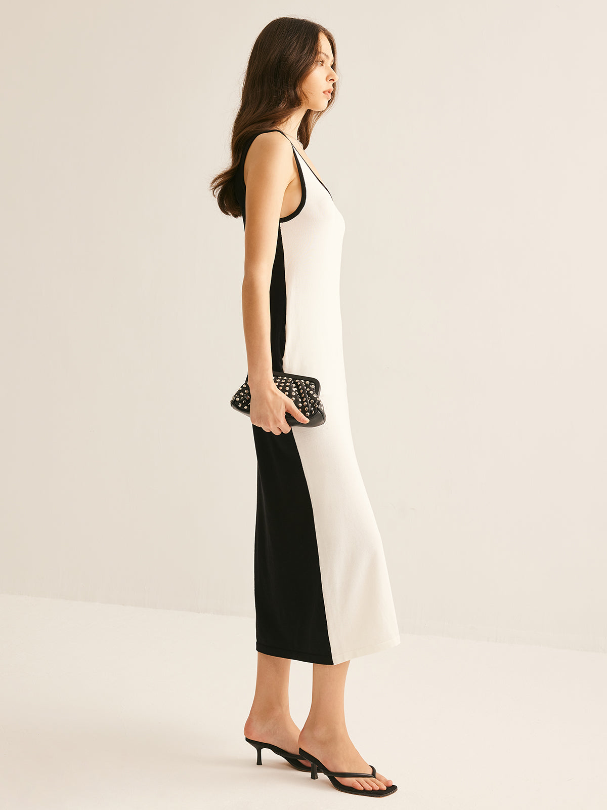 Callistari Two Tone Panel Pockets Tank Dress-CALLISTARI