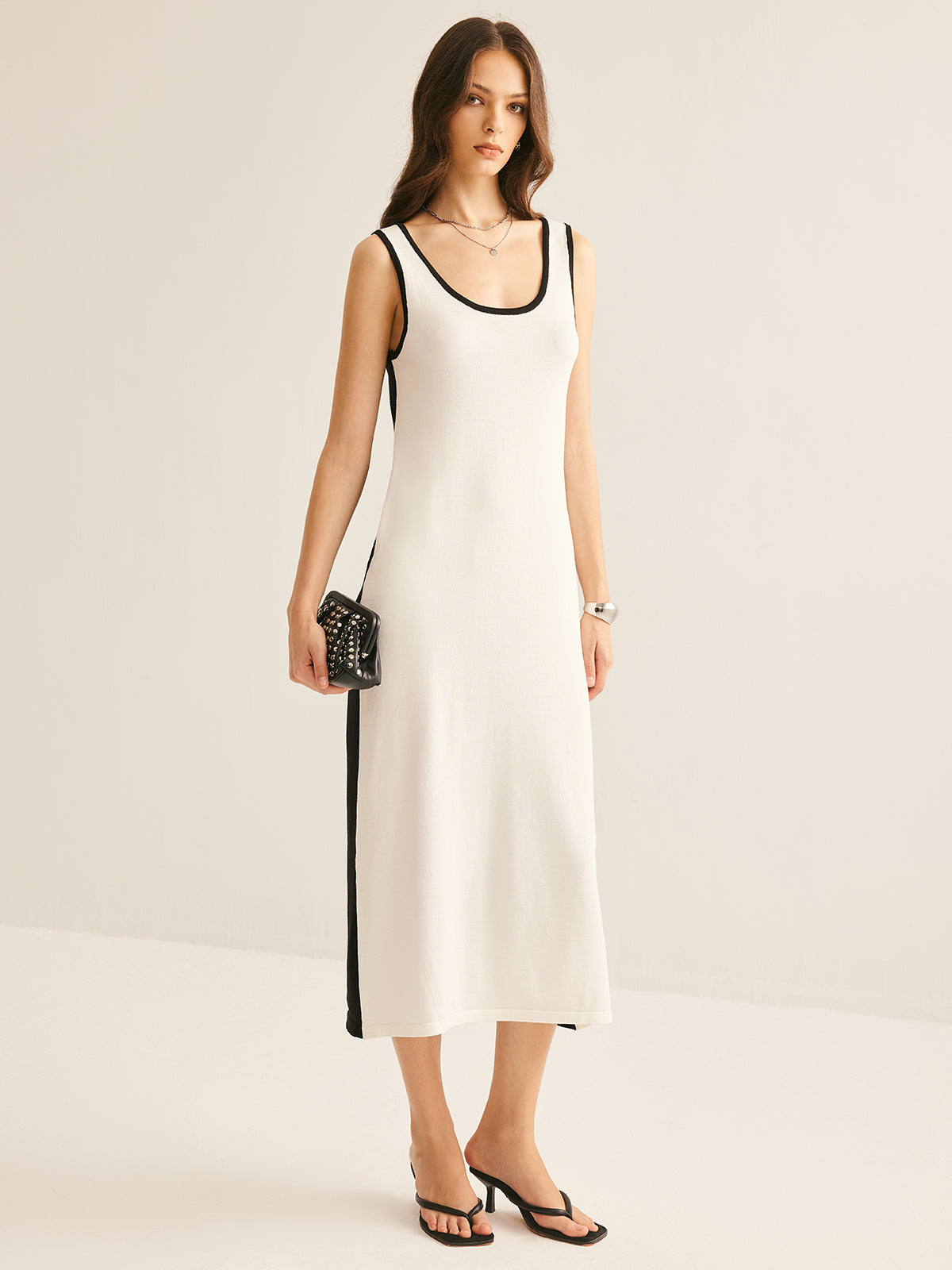 Callistari Two Tone Panel Pockets Tank Dress-CALLISTARI