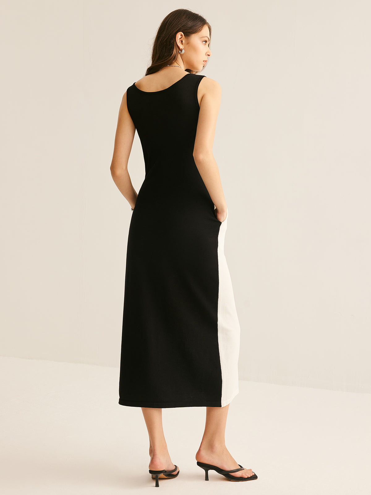 Callistari Two Tone Panel Pockets Tank Dress-CALLISTARI