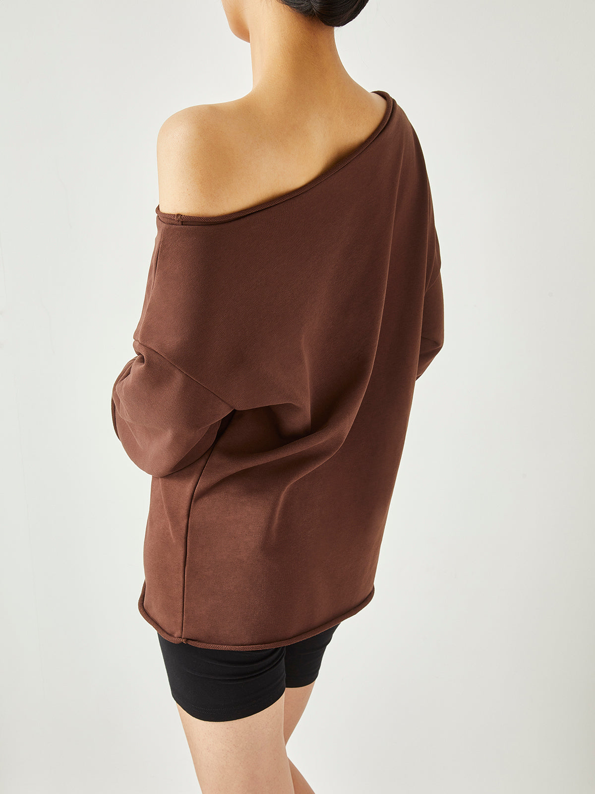 Asymmetrical Off Shoulder Solid Sweatshirt-CALLISTARI