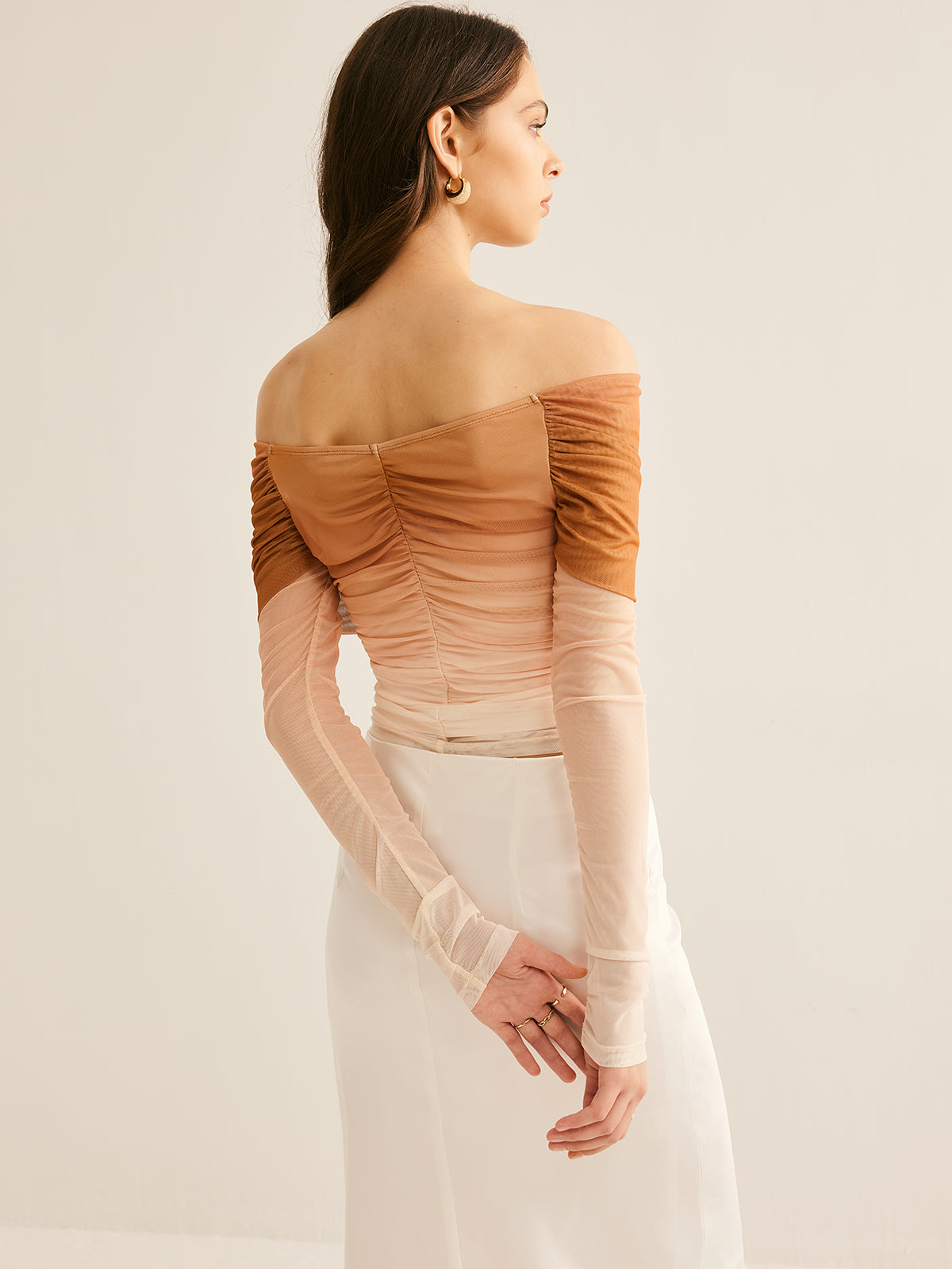 Callistari Off-Shoulder Mesh Gradient Blouse-CALLISTARI