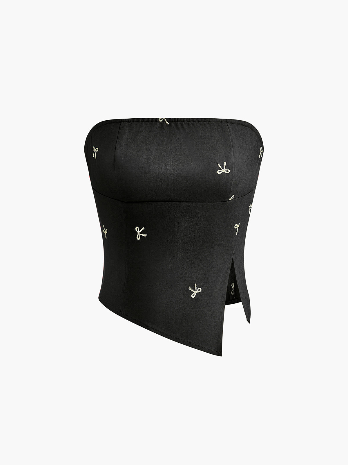 Callistari Bow Detail Zipper Petite Tube Top-CALLISTARI