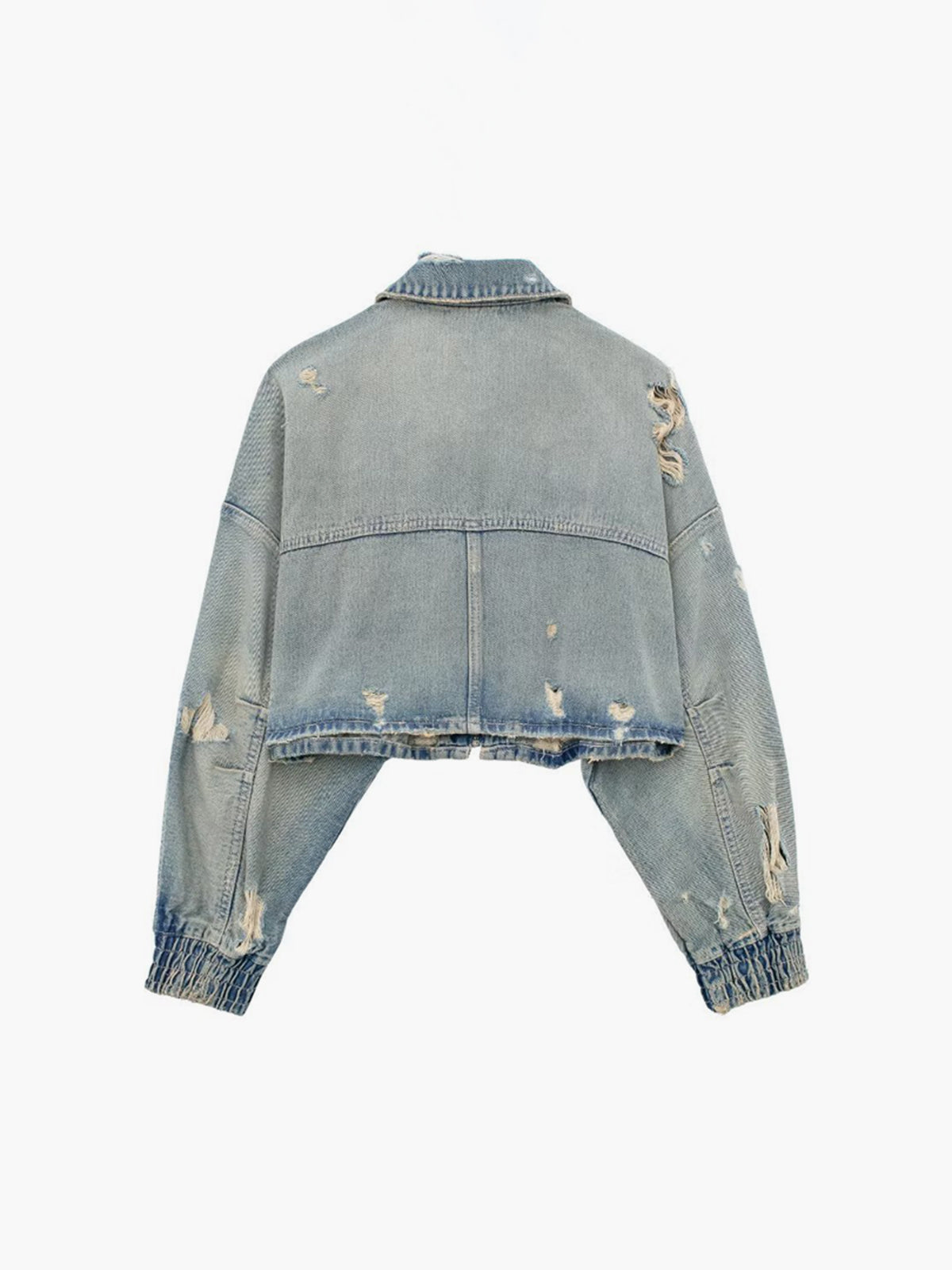 Callistari Vintage Crop Zipper Denim Jacket-CALLISTARI