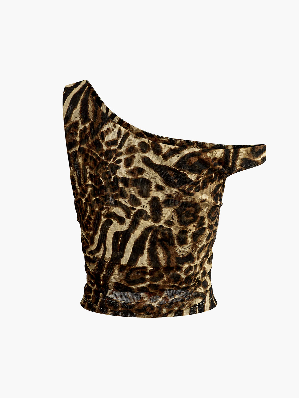 Callistari Asymmetrical Neck Leopard Printed Blouse-CALLISTARI