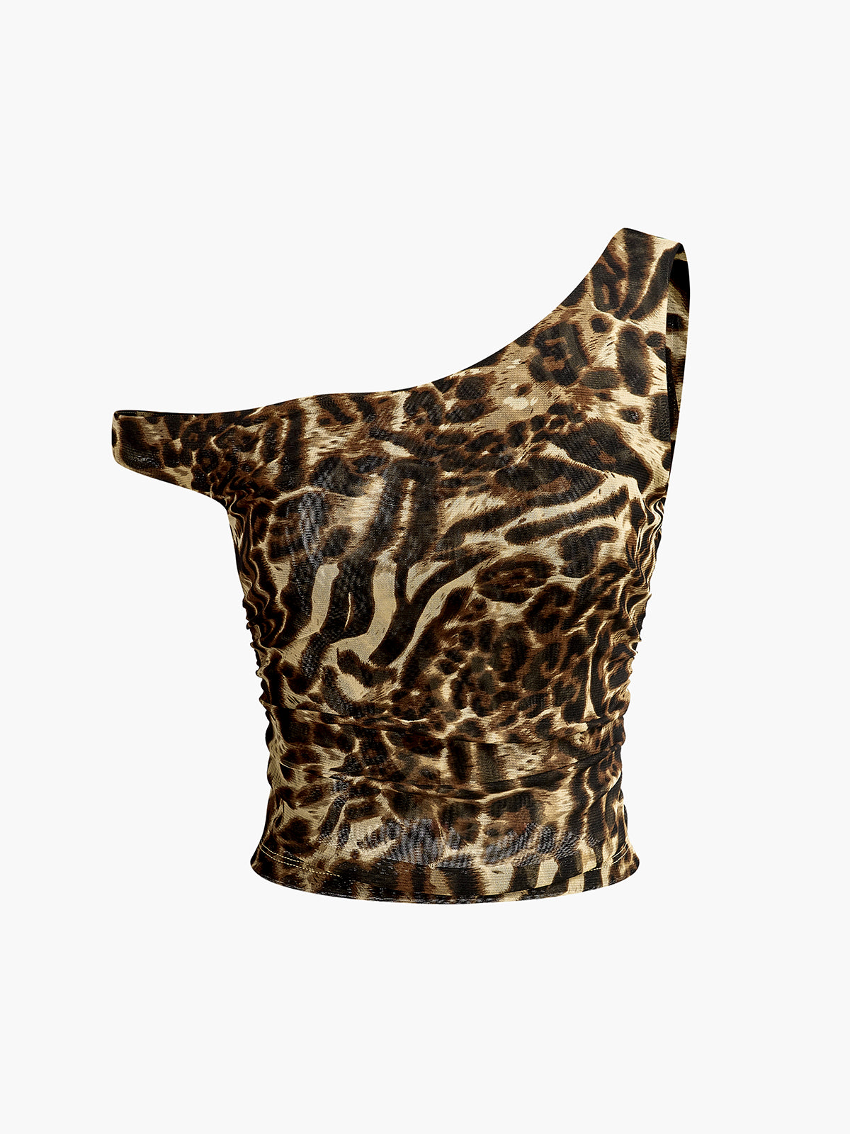Callistari Asymmetrical Neck Leopard Printed Blouse-CALLISTARI