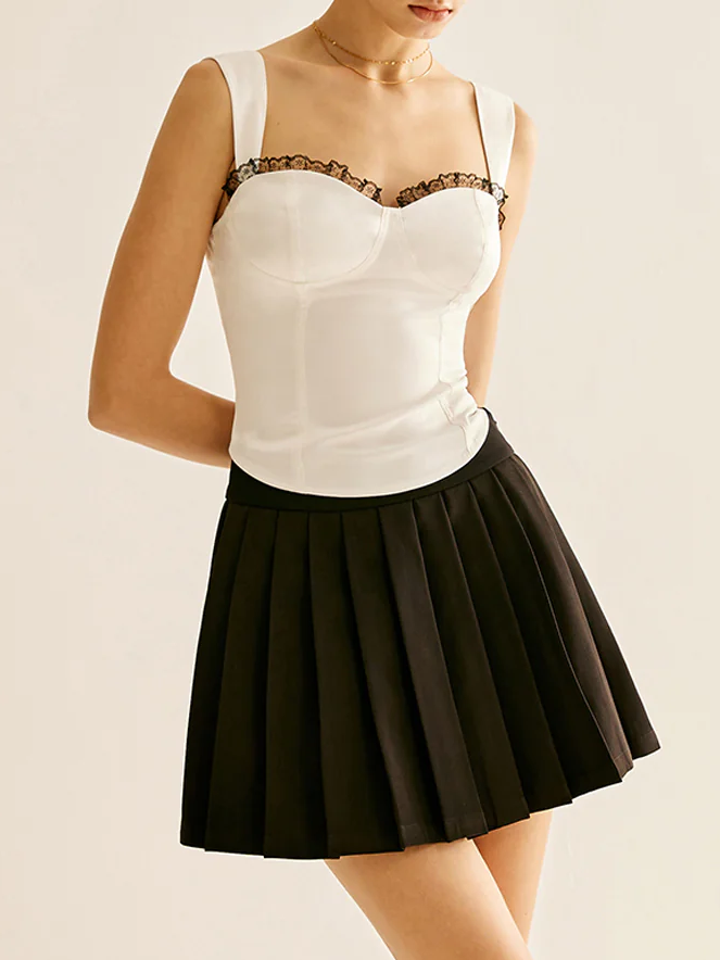Callistari Lace Trim Sweetheart Corset Top-CALLISTARI