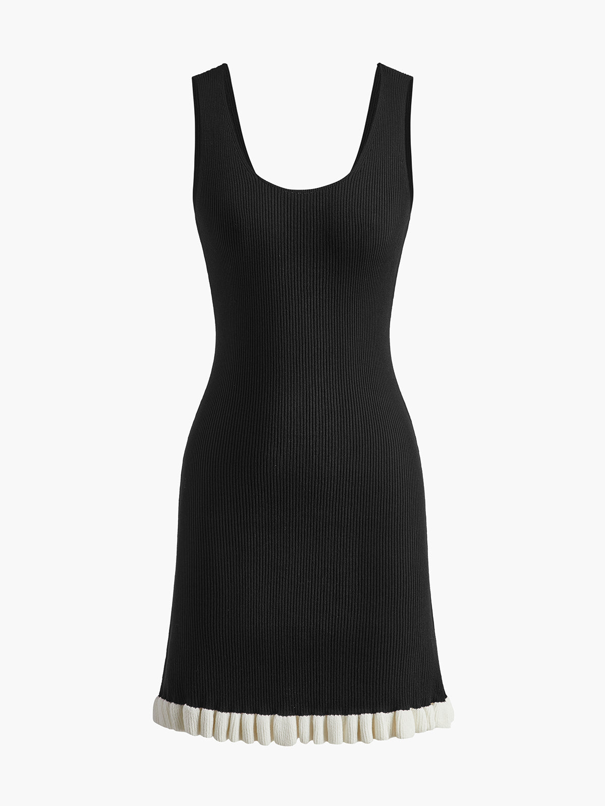 Contrast Ruffle Sleeveless Sweater Dress-CALLISTARI