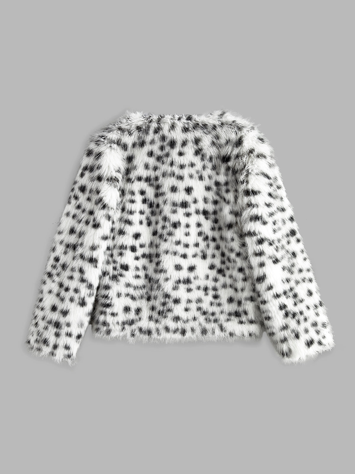 Contrast Polka Dot Faux Fur Coat-CALLISTARI