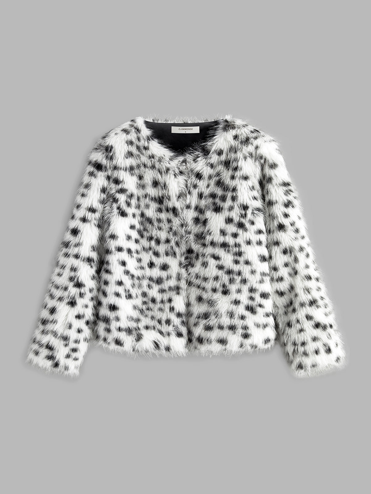 Contrast Polka Dot Faux Fur Coat-CALLISTARI