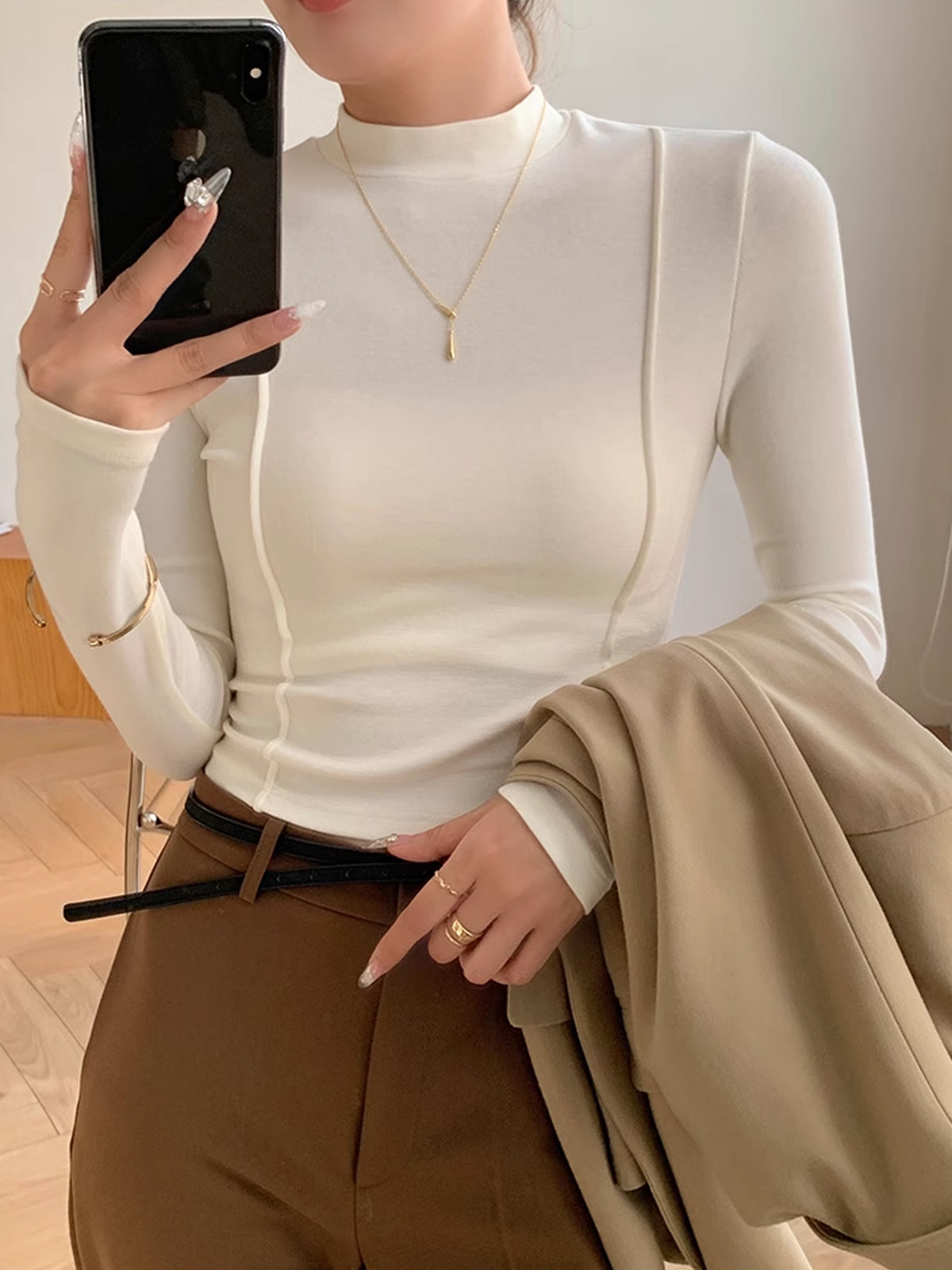 Callistari Plain Jersey Piping Blouse-CALLISTARI