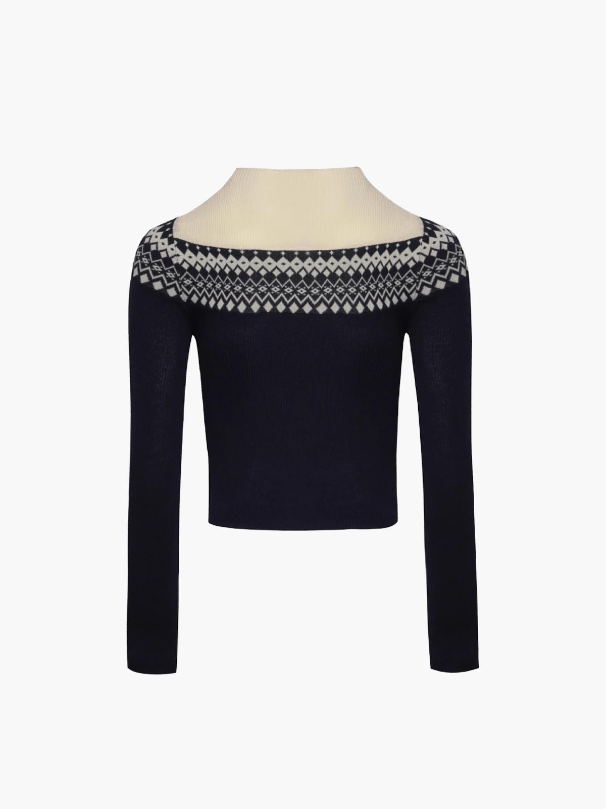 Two Tone Cutout Slim Sweater-CALLISTARI