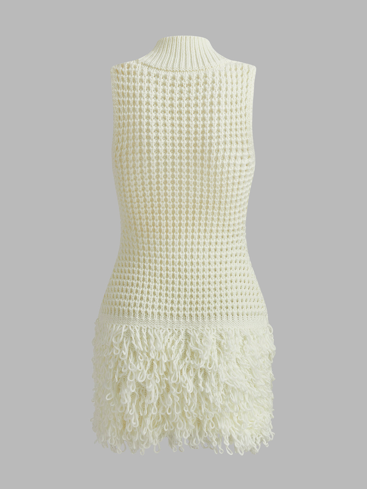 Stand Collar Tassel Knit Dress-CALLISTARI