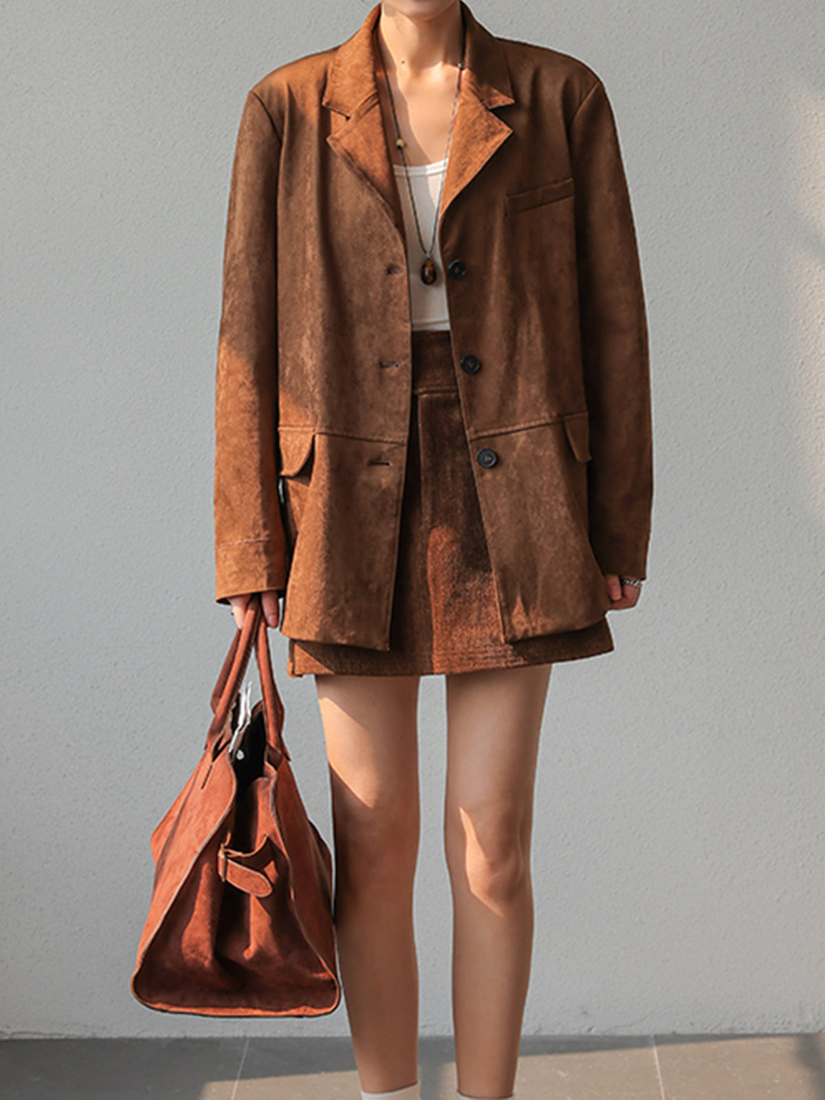 Vintage Suede Blazer-CALLISTARI