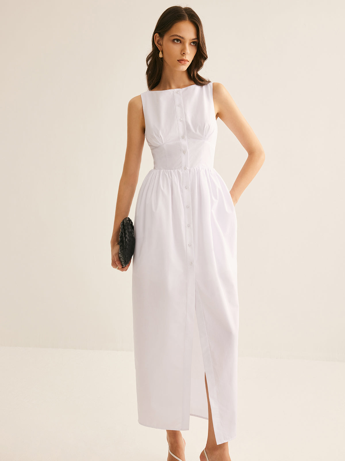 Callistari Bud Waist Pockets Tank Dress-CALLISTARI