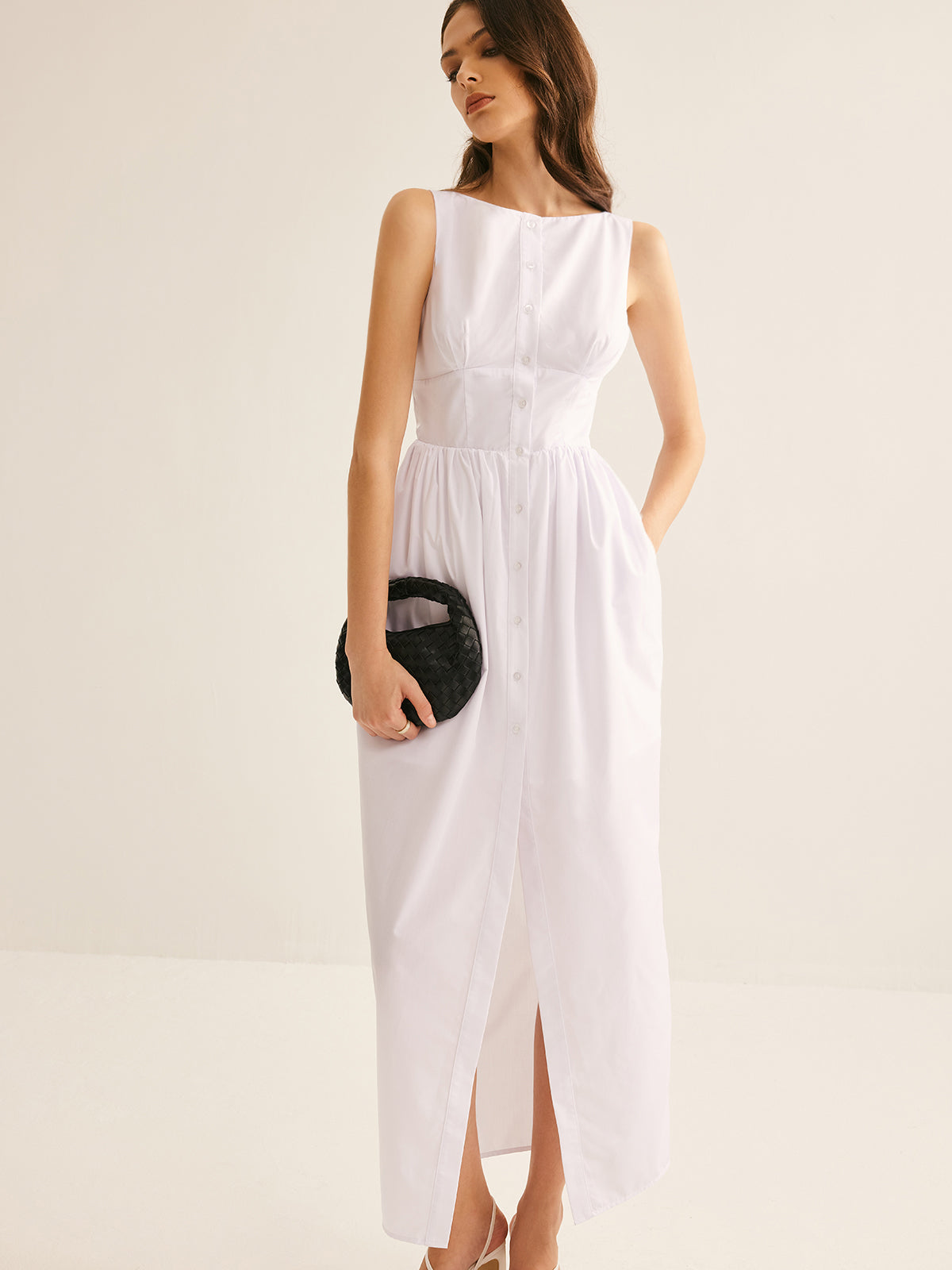 Callistari Bud Waist Pockets Tank Dress-CALLISTARI