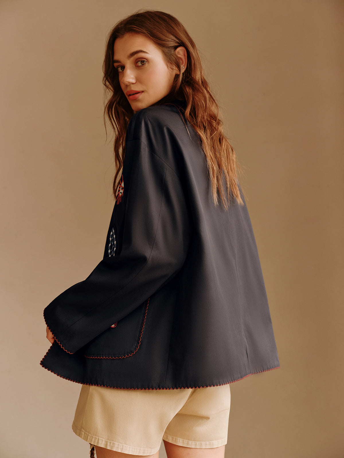 Boheme Embroidery Lapel Jacket-Mesadic