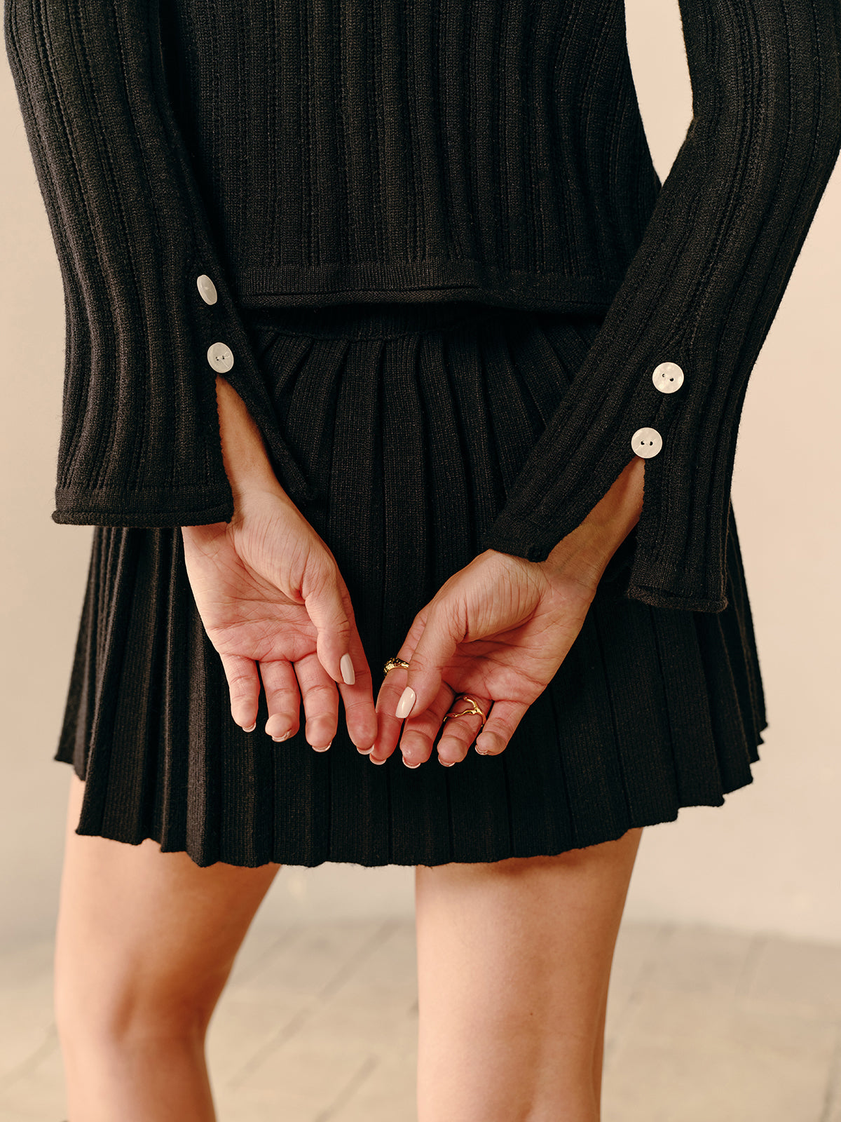 Callistari V-Neck Pleated Sweater Co-ord Without Belt-CALLISTARI