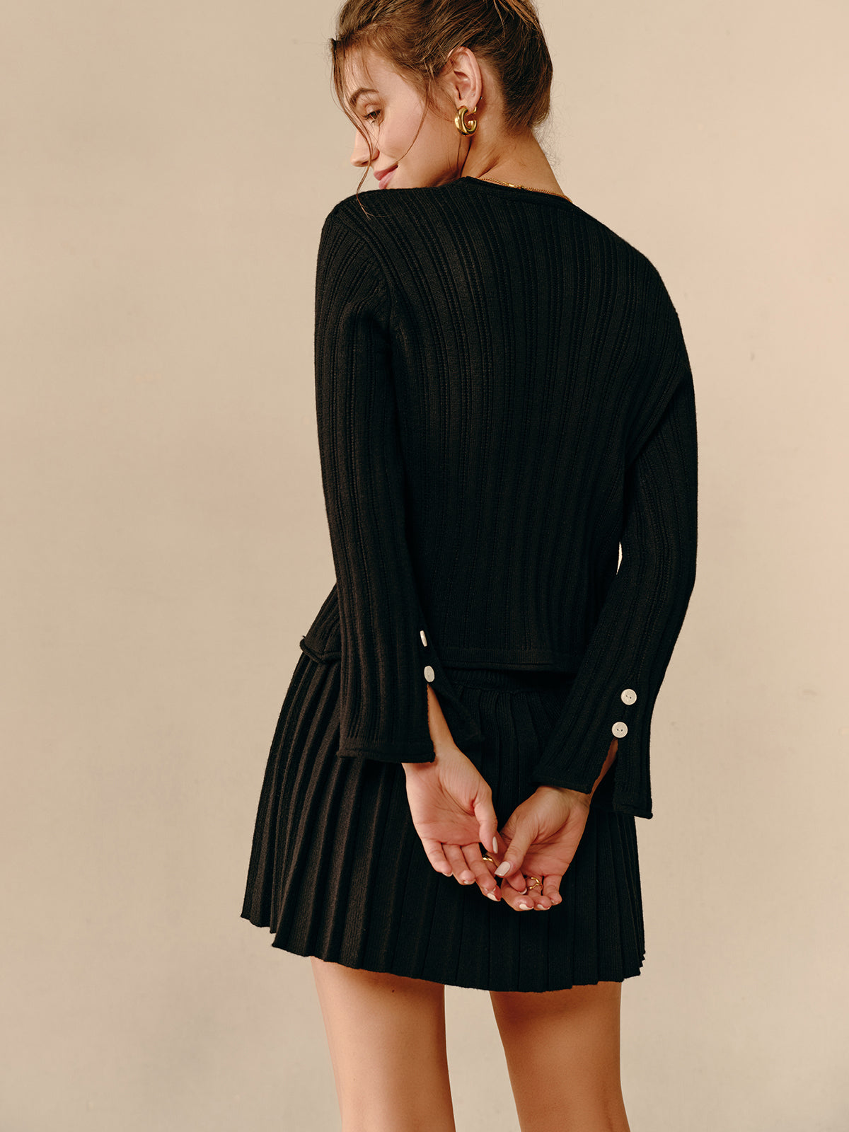 Callistari V-Neck Pleated Sweater Co-ord Without Belt-CALLISTARI