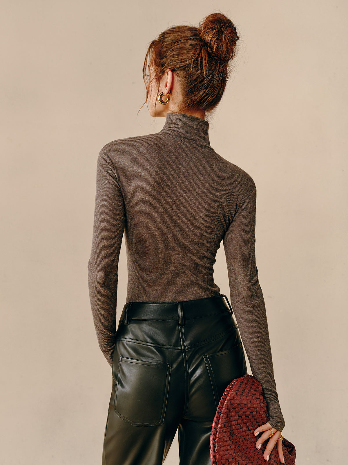 Callistari Turtleneck Ribbed Zipper Blouse-CALLISTARI