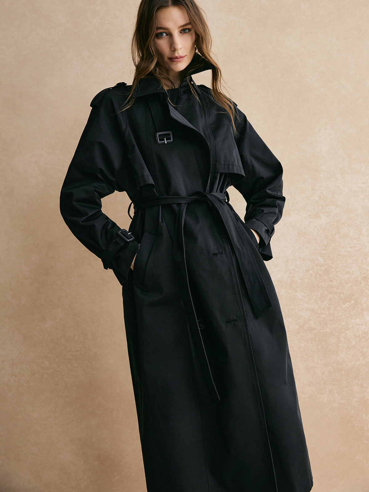 Casual Pockets Long Trench Coat-CALLISTARI