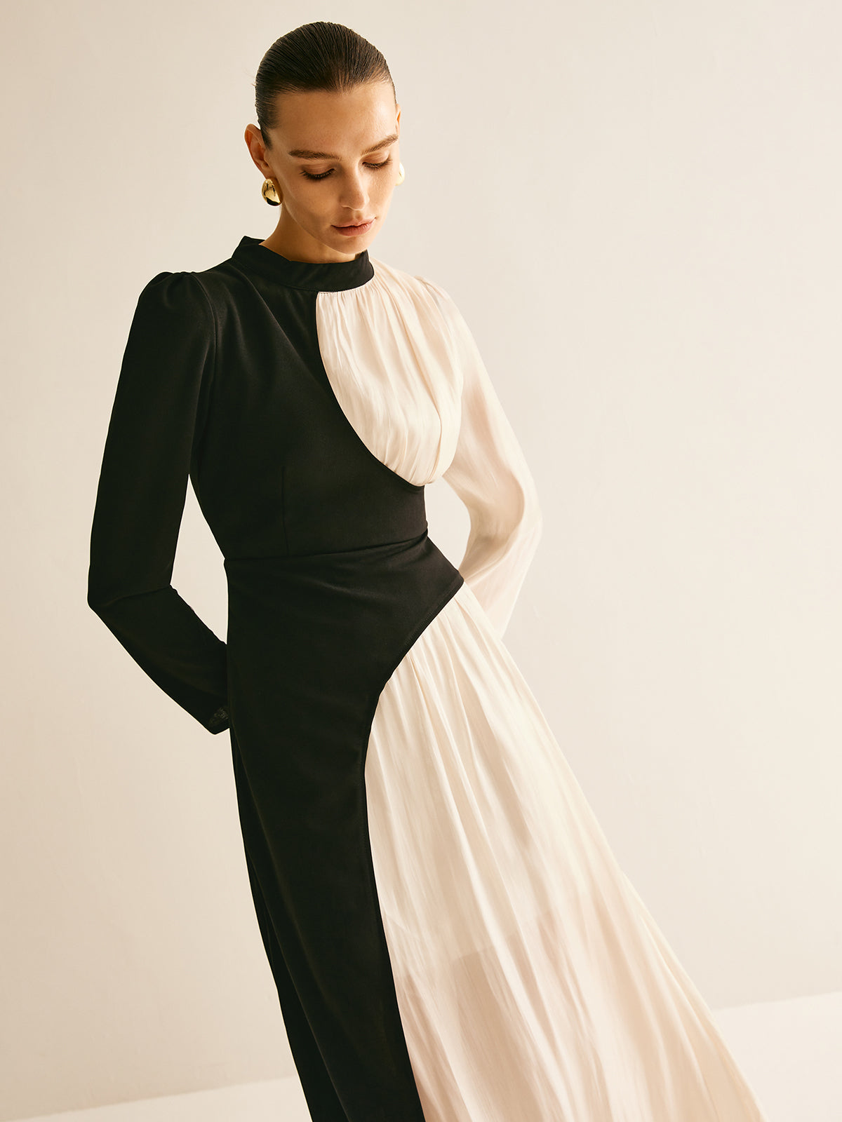 Color Block Drawstring Dress-Mesadic