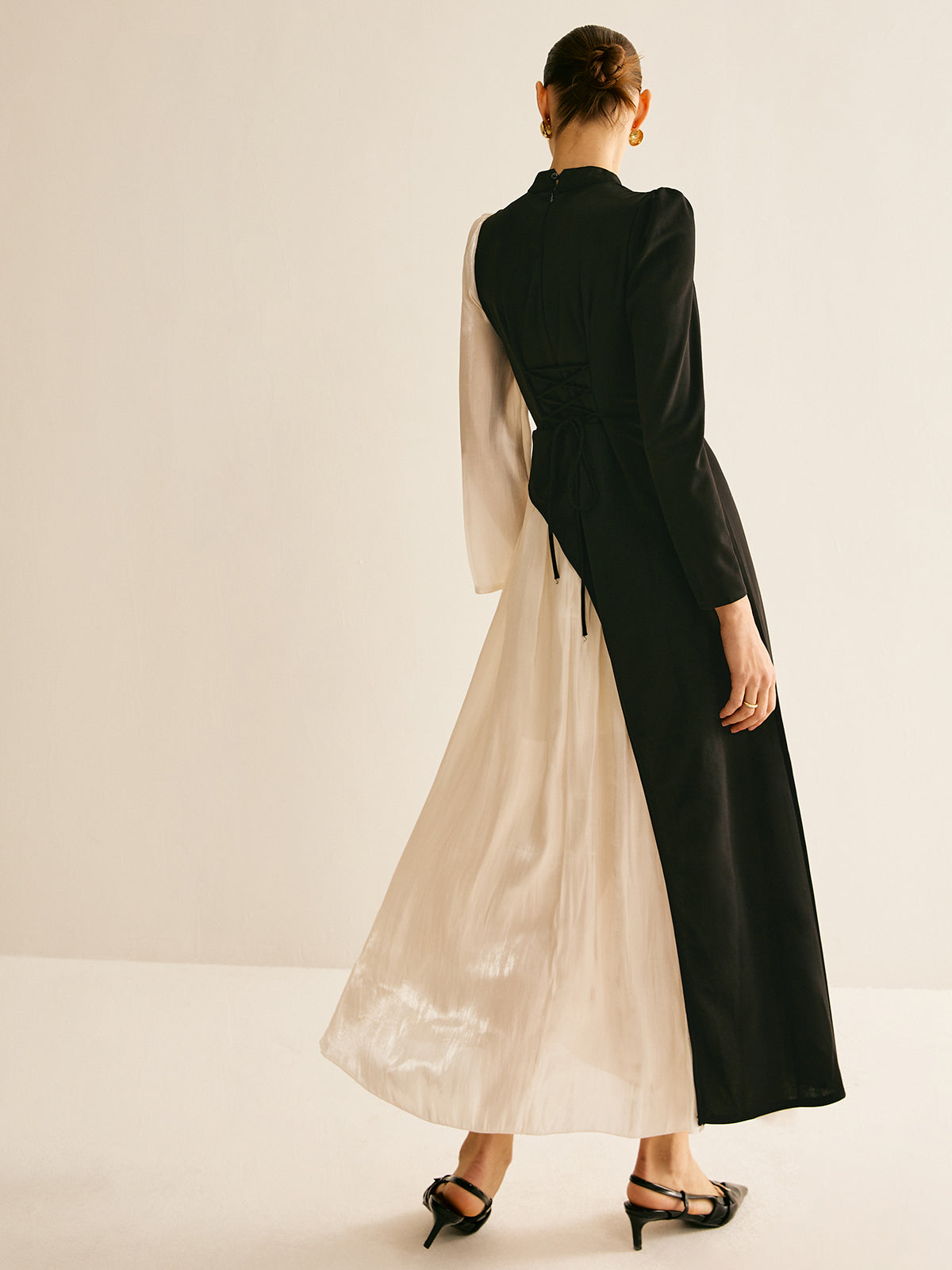 Color Block Drawstring Dress-Mesadic