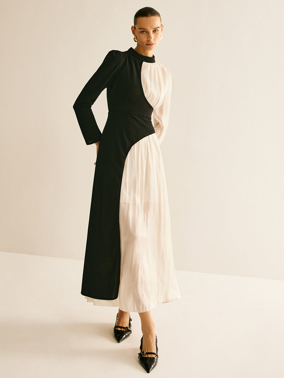 Color Block Drawstring Dress-Mesadic