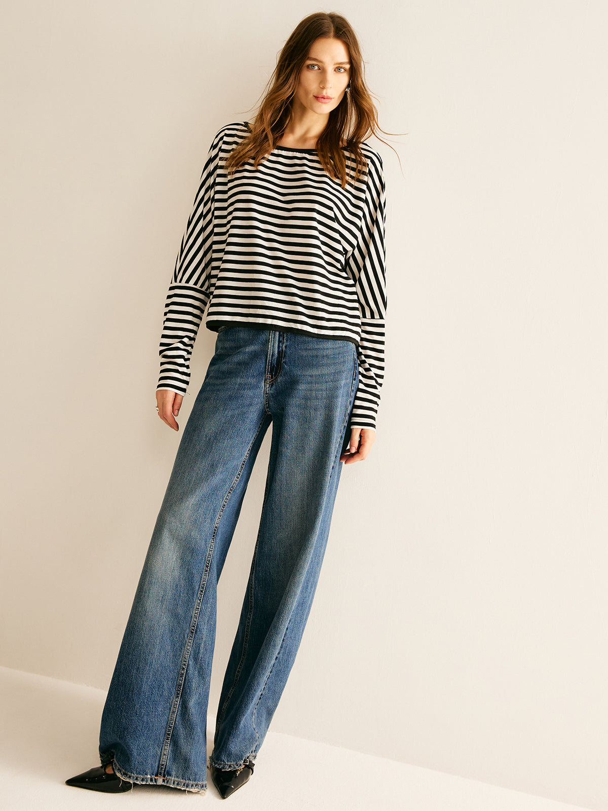 Callistari Striped Backless Knotted T-Shirt-CALLISTARI