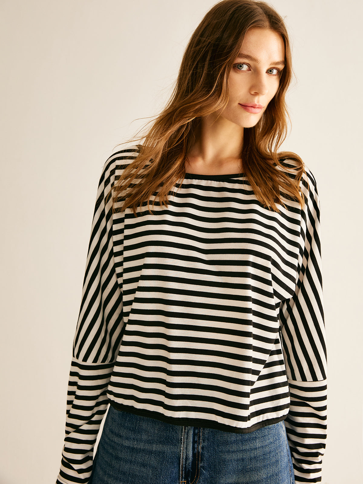 Callistari Striped Backless Knotted T-Shirt-CALLISTARI