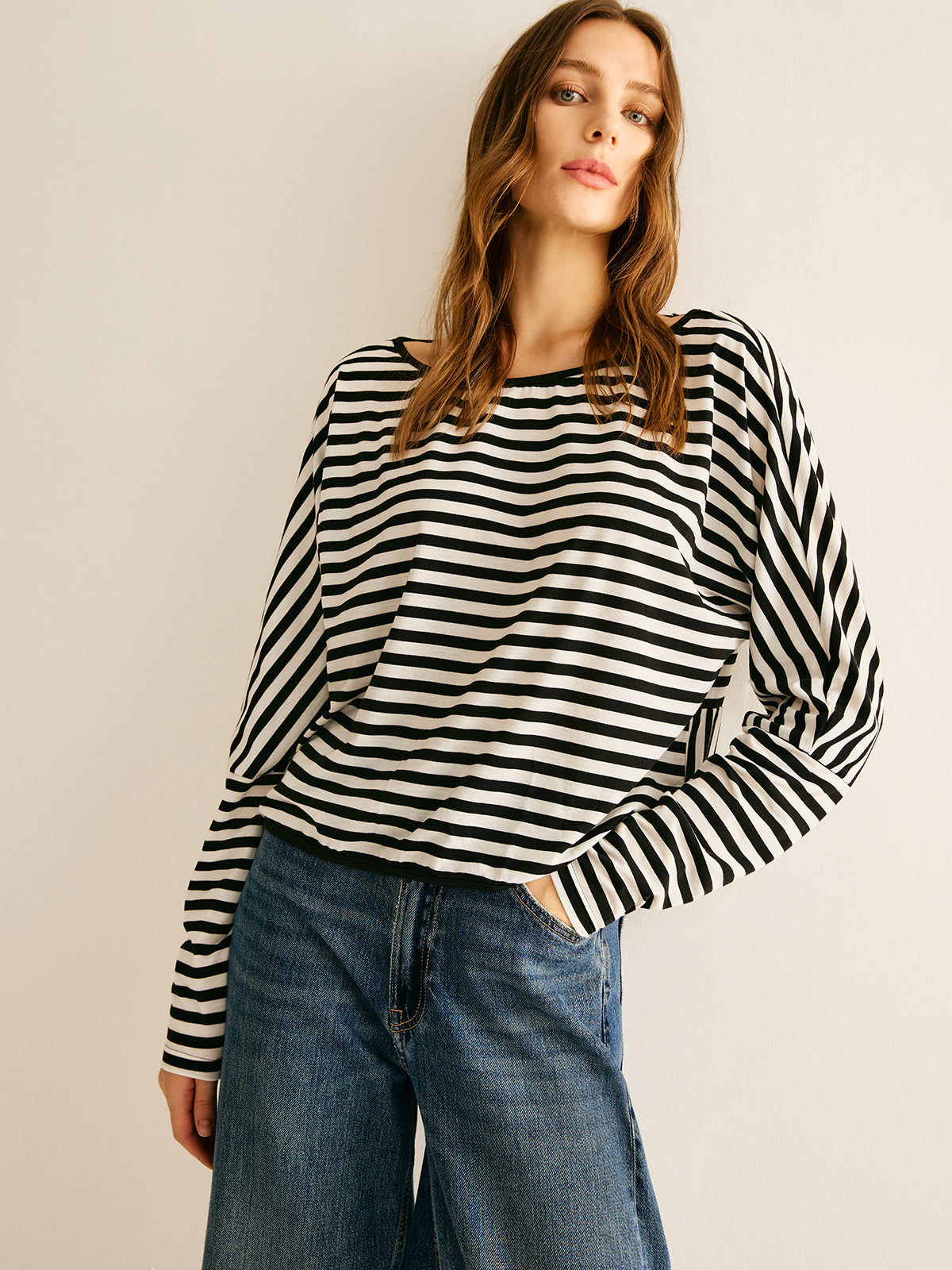 Callistari Striped Backless Knotted T-Shirt-CALLISTARI