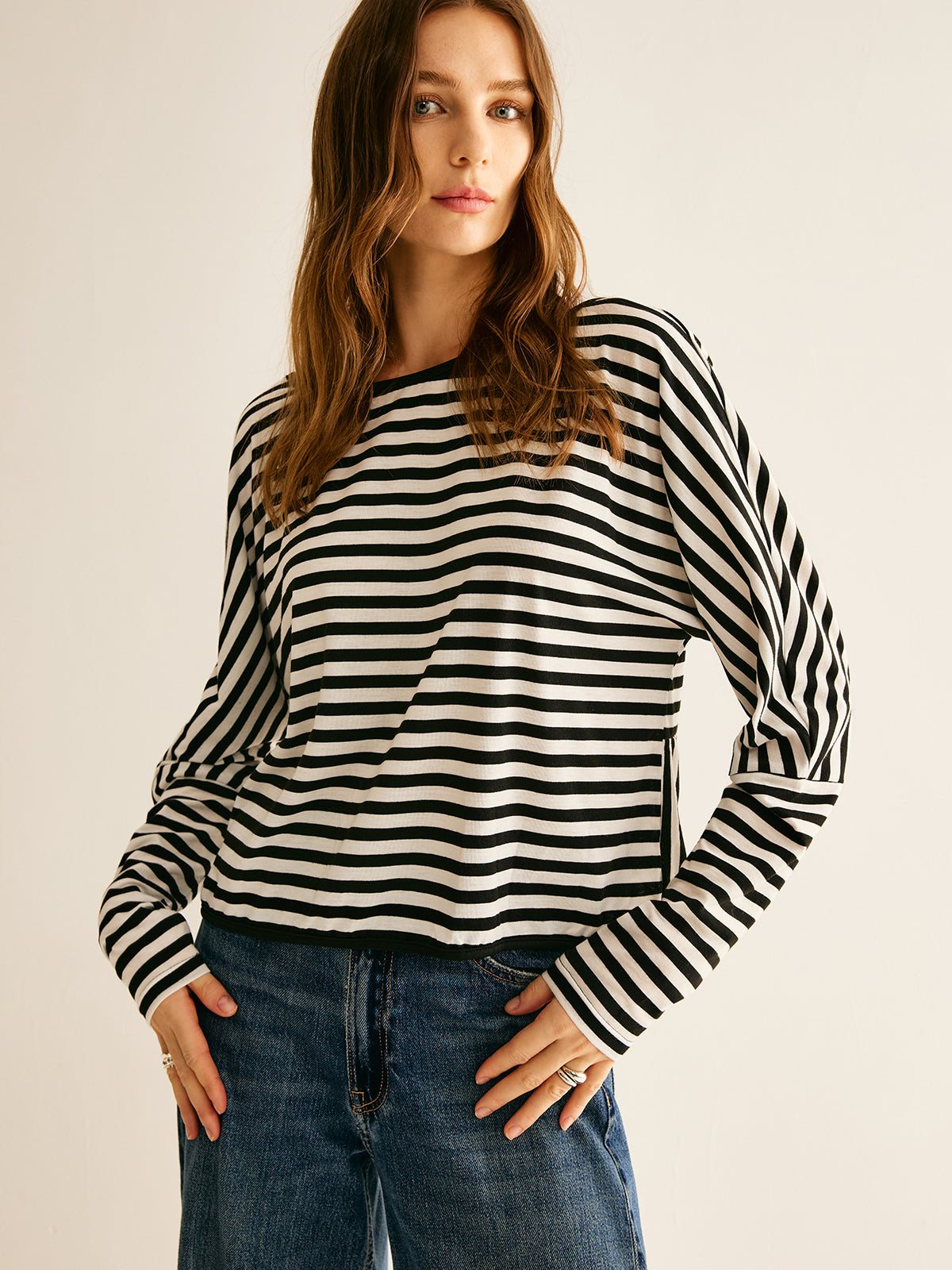 Callistari Striped Backless Knotted T-Shirt-CALLISTARI