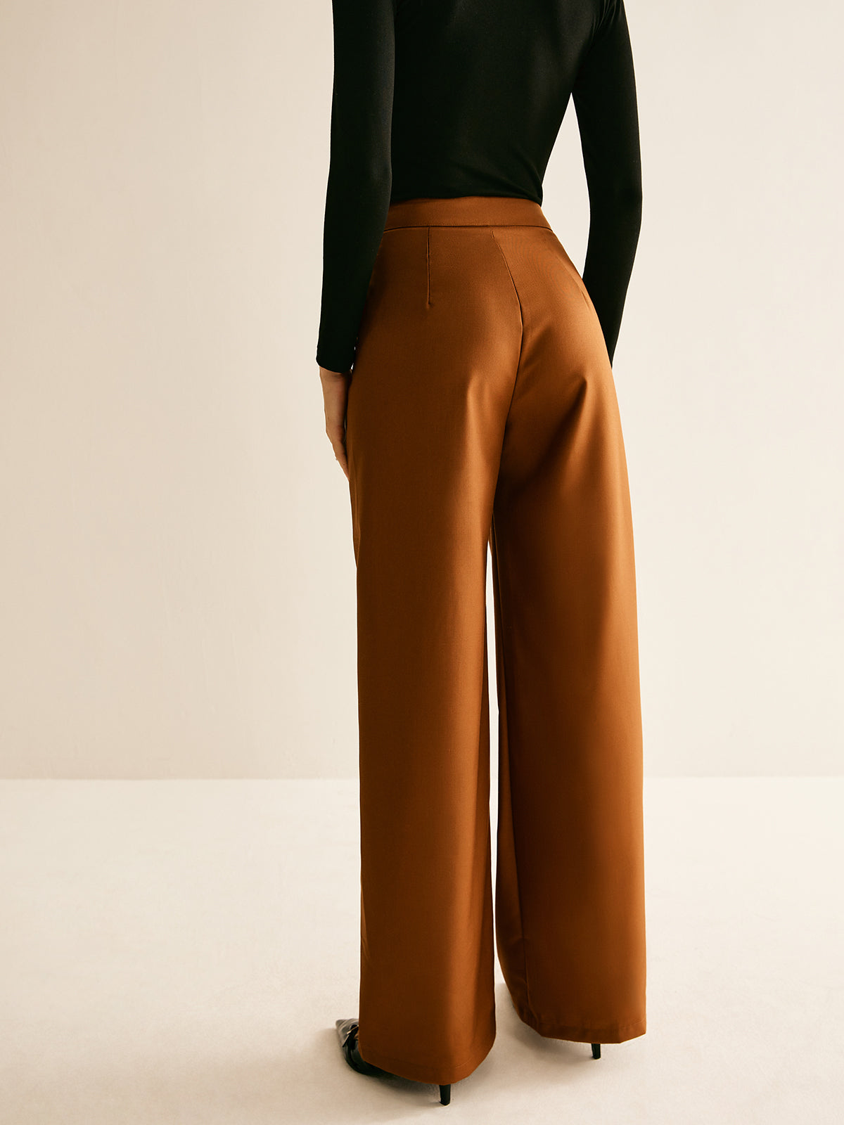 Asymmetrical Mid-Waist Straight Pants-CALLISTARI