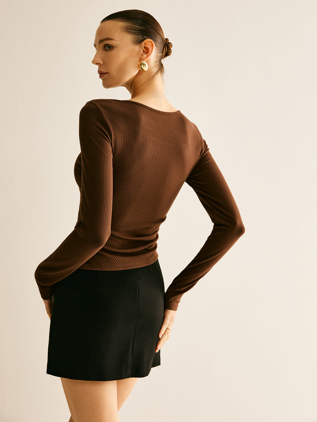 Callistari Asymmetrical Cutout Long Sleeve T-Shirt-CALLISTARI