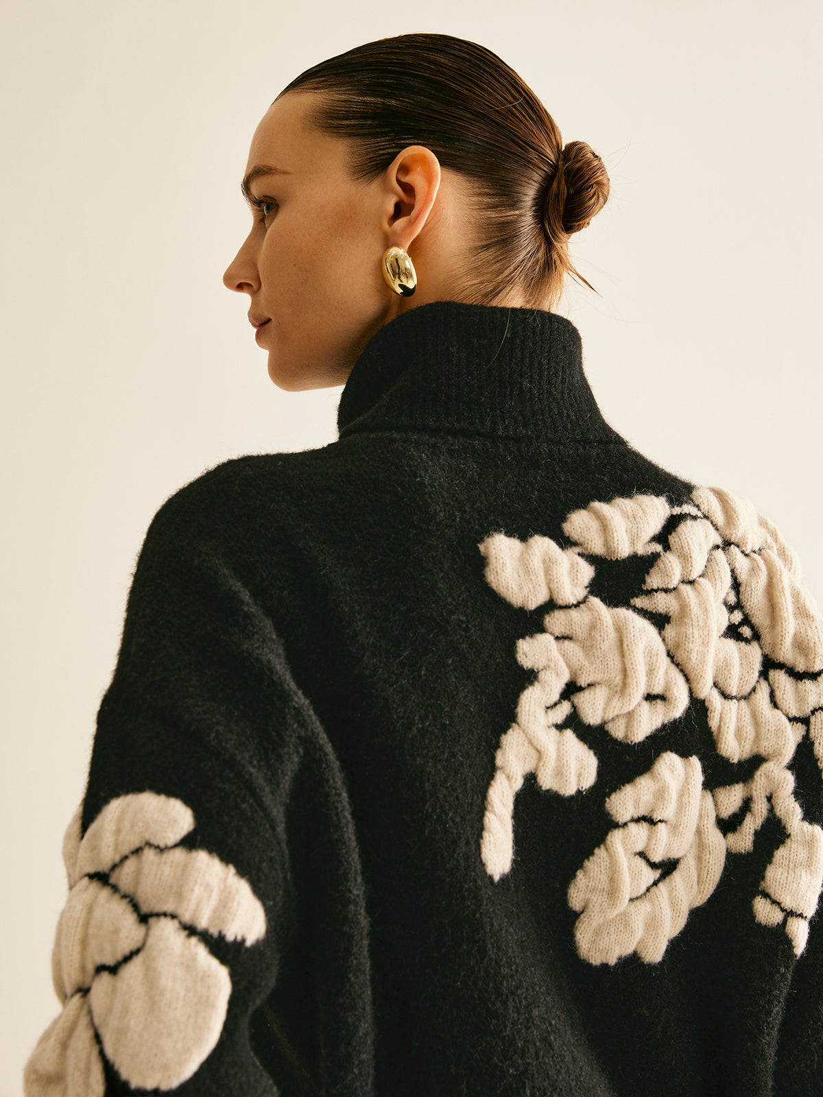 Wool-Blend Turtleneck Jacquard Sweater-CALLISTARI