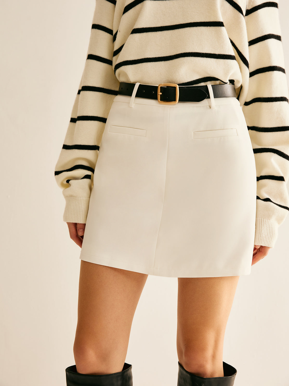 Back Zipper A Line Skirt Without Belt-CALLISTARI