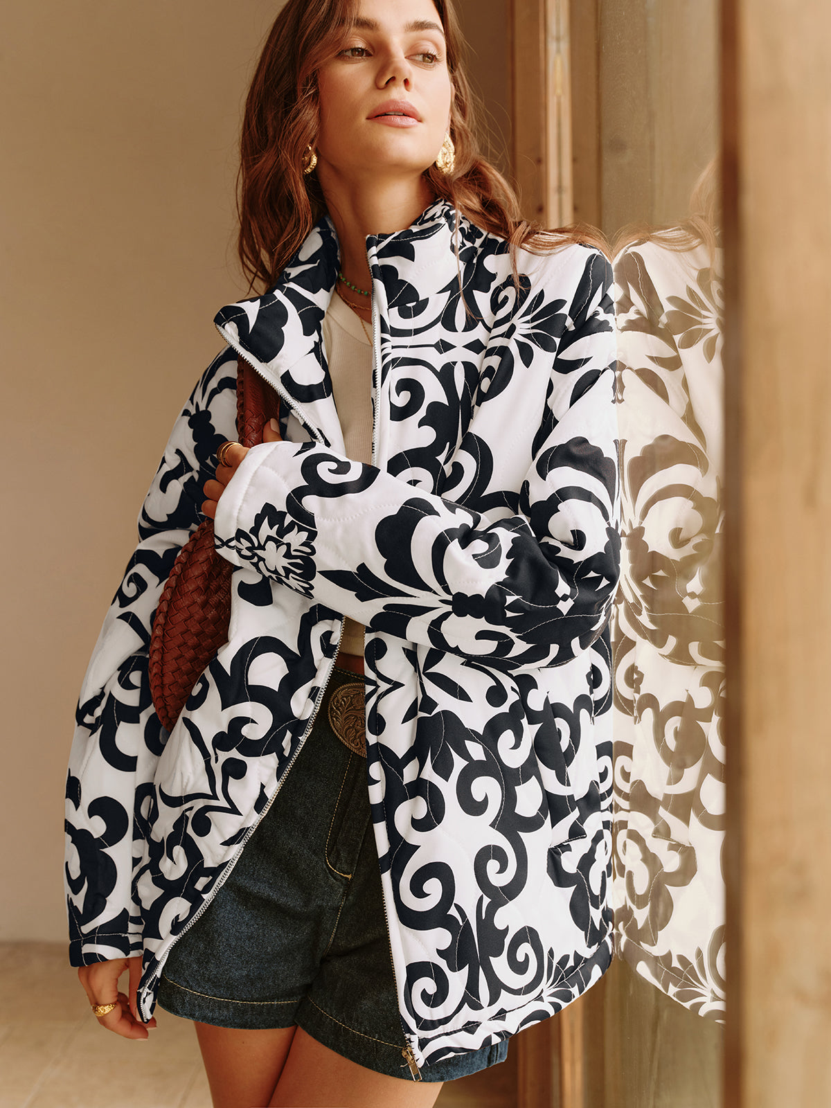 Boheme Printed Zipper Loose Jacket-CALLISTARI