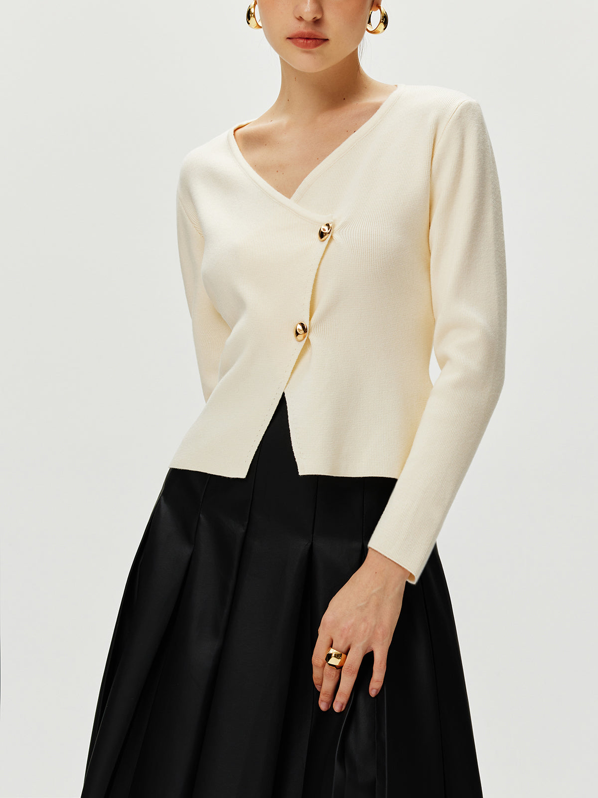 Callistari Cross Design Button Jersey Cardigan-CALLISTARI